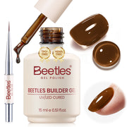 Beetles Builder Gel Nail Kit HEMA & TPO-Free, Cocoa Muse Brown with Nail Art Brush, 8 in 1 for Building Strengthening & Extension, Beginner Friendly DIY Salon at Home, UV LED Lamp Needed