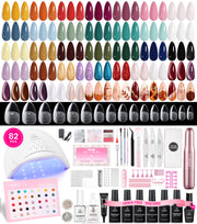 Beetles Gel Nail Polish Kit with U V Light Nail Drill  HEMA-FREE Gel Polish Starter Kit with Nail Tips Base Top Coats Stickers Manicure Tools at Home Gifts for Women Girl