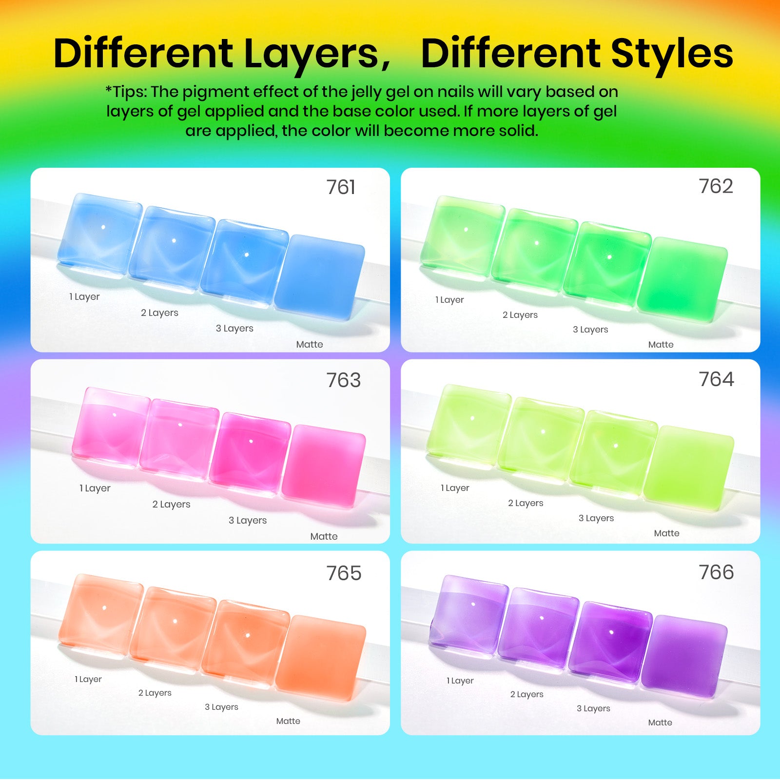 Rainbow Jelly | 6 Colors Gel Polish Set