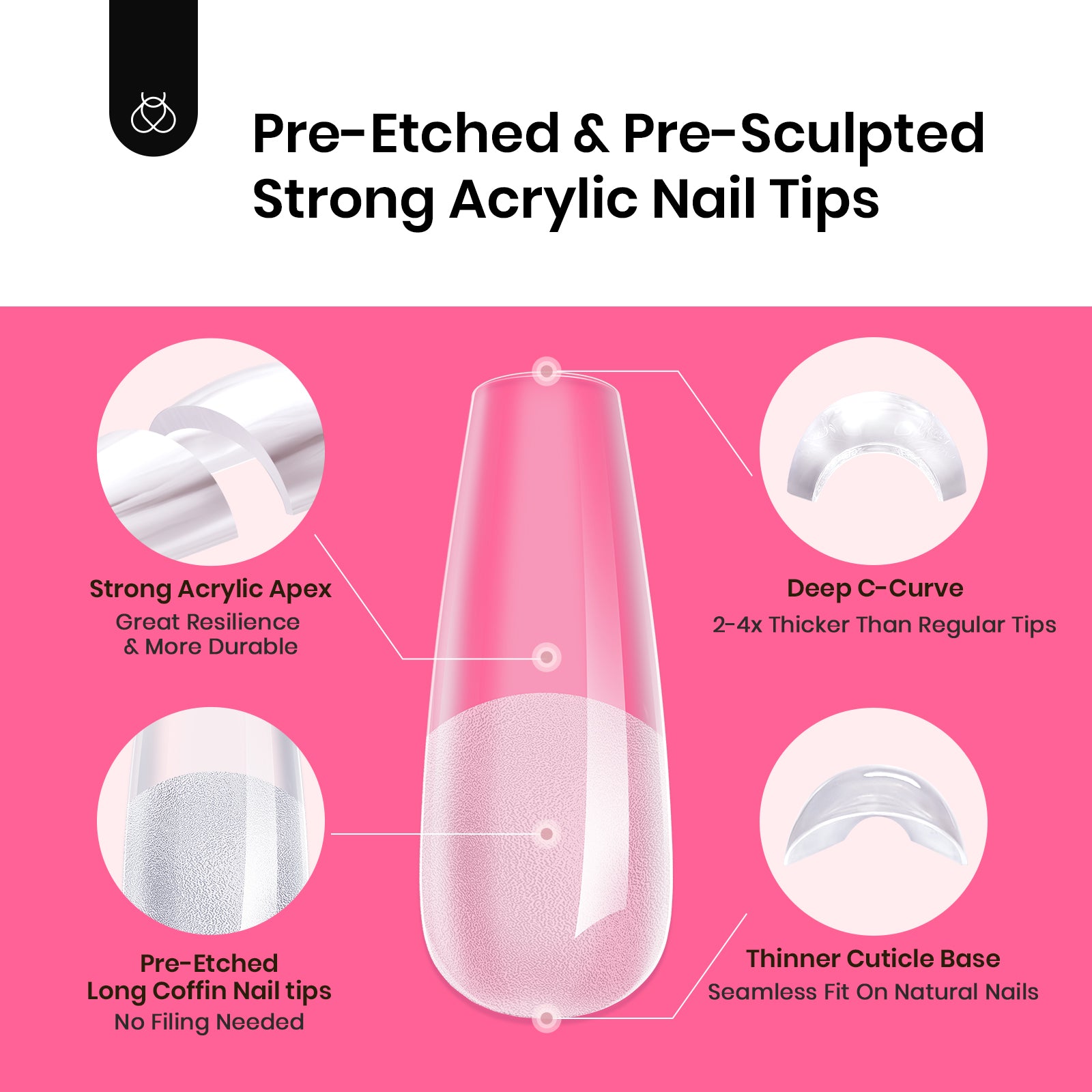 beetles pre-etched & pre-sculpted strong acrylic nail tips