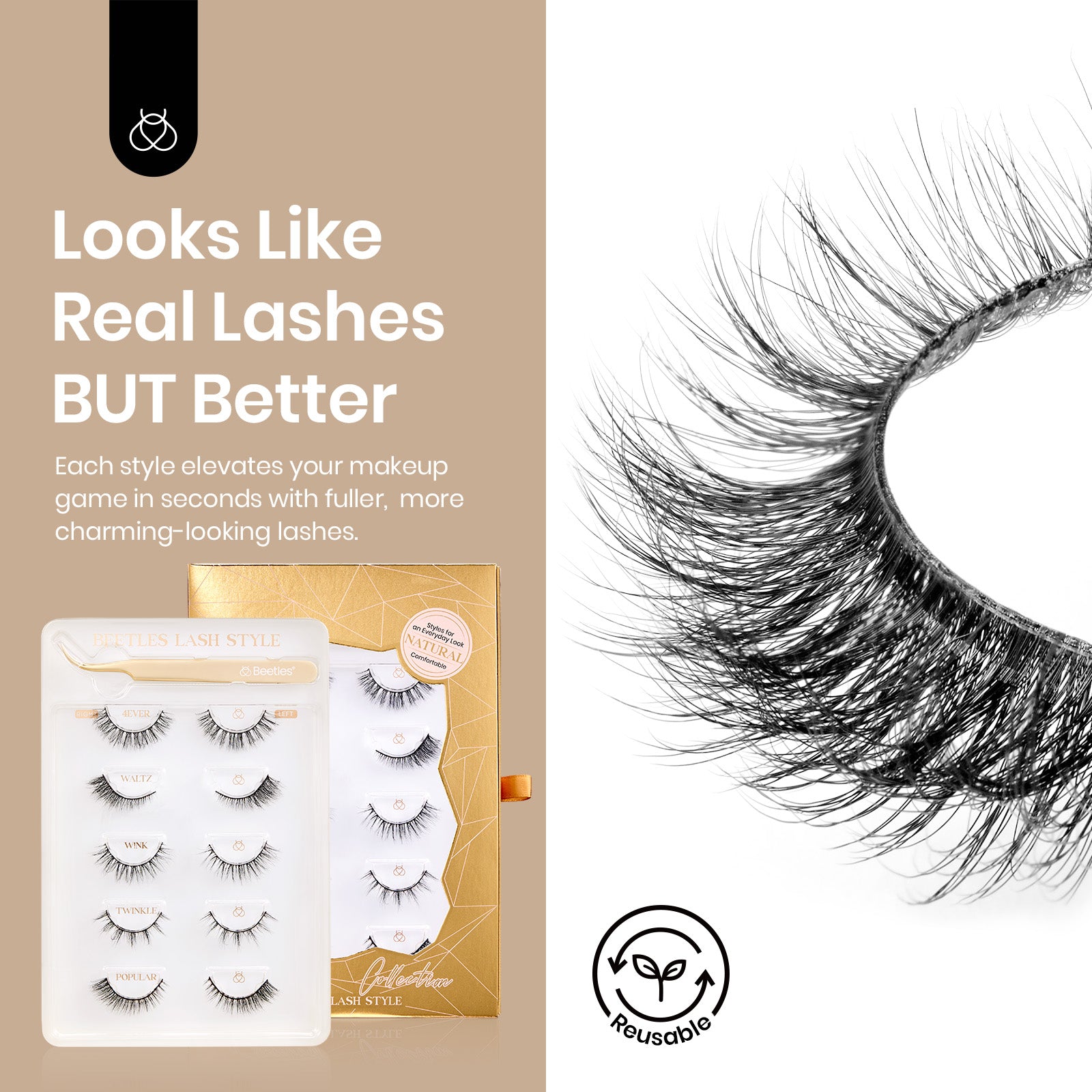 False Eyelash Clusters Kit| Essential Collection 5 Pairs