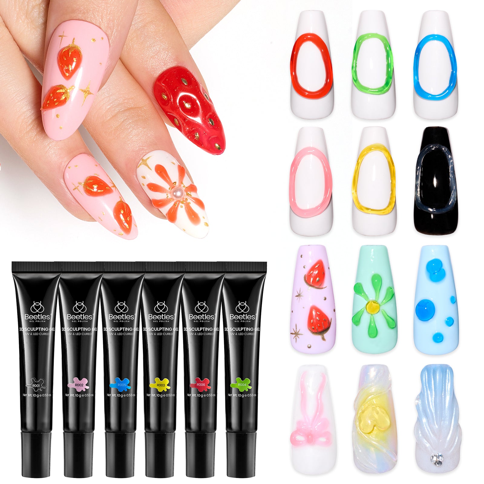 Beetles 6 Colors 3 in 1 Clear 3D Sculpting Gel-each 5g – Beetles