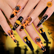 Helloween Pumpkin | Medium Coffin Press On Nails in 16 Sizes-32Pcs