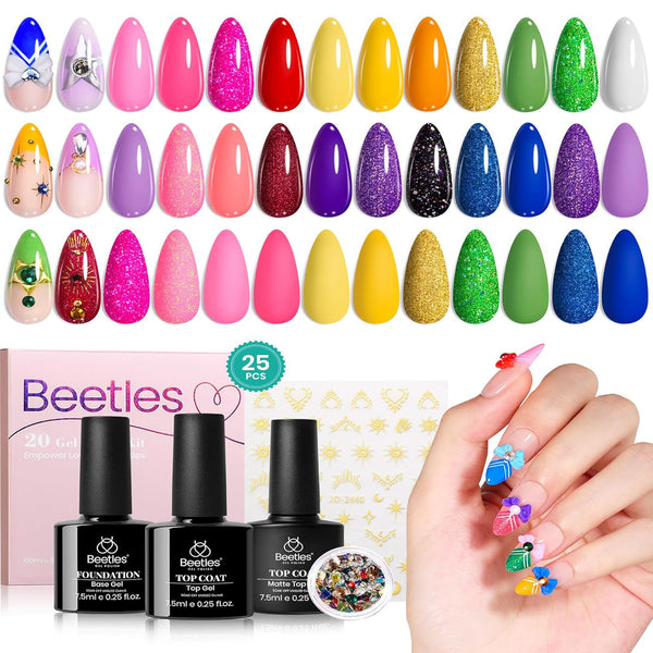 Manga Heroine-20 Gel Colors Set with Top and Base Coat (5ml/Each)