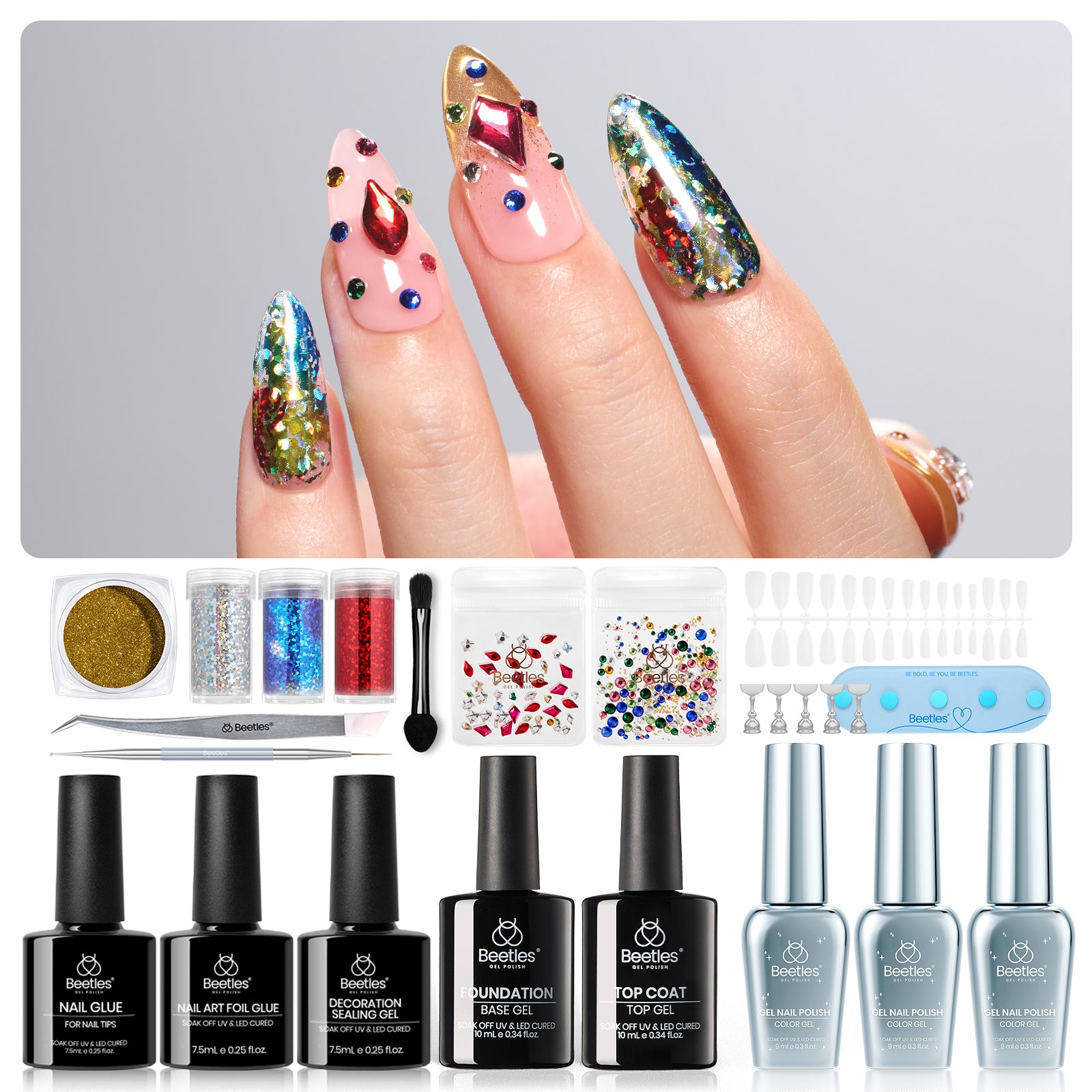 Winter PartyNails | 3 Colors with All-Inclusive Nail Art Essentials Kits Larger Capacity