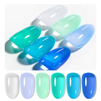 Bubble Splash - 6 ColorsSpring Nails  Blue Jelly Gel Polish Set