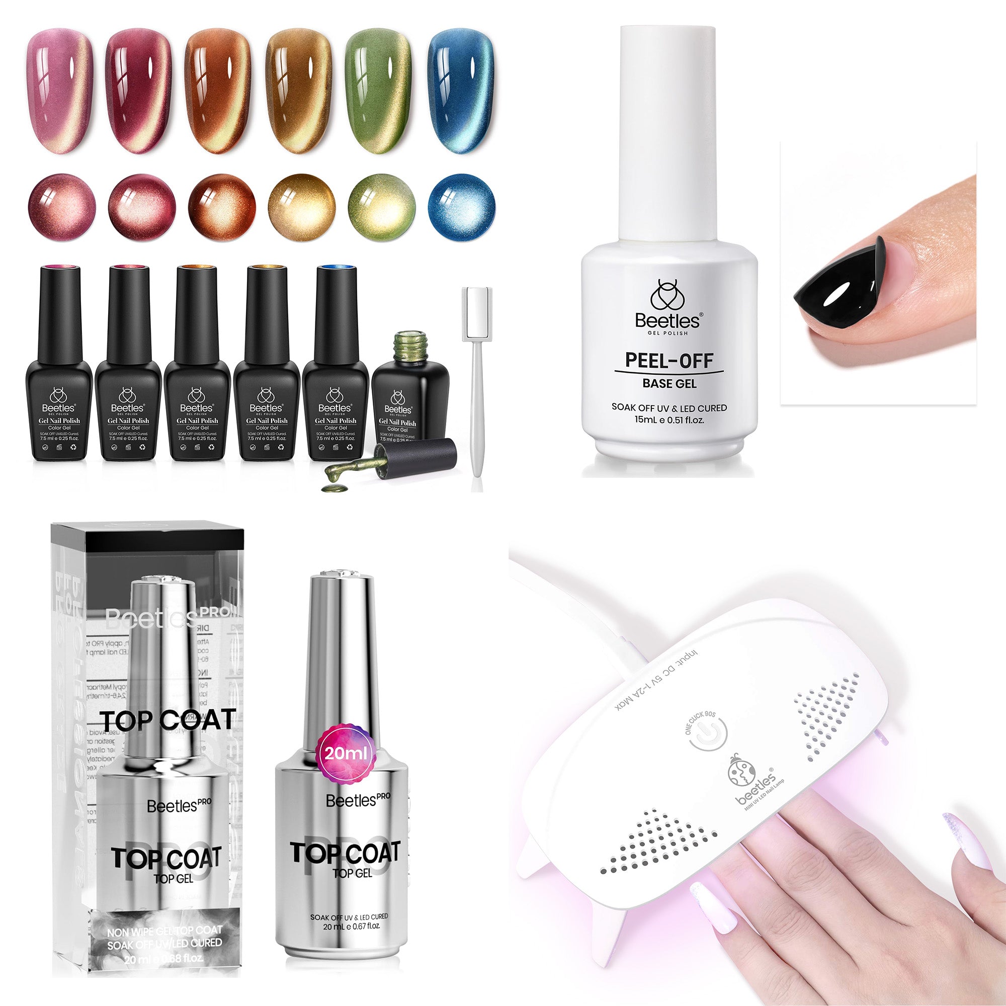 Golden Mirage 6 Colors Cat Eye Gel Glitter Magnetic Fall Gel Polish Kit