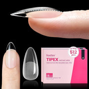 Beetles Pro Tipex Instant Apex Nail Tips, Medium Almond 512pcs, Thicker Strong Acrylic Tips for DIY Salon-look Extensions