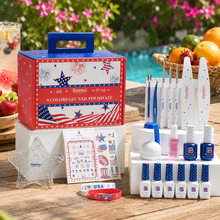 Red White Blue Gift Box Hema-free Summer Holiday Nails Gel Kit With UV Nail Lamp