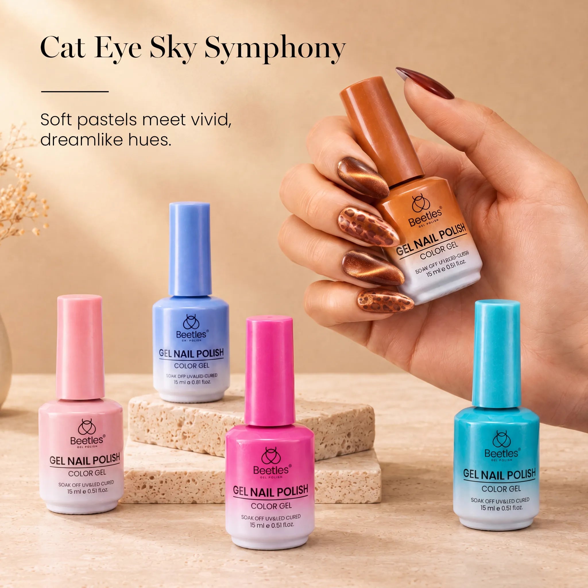 (Each 15ML) The Color Library-Beetles 60 Colors Gel Nail Polish Set Cat Eye Jelly With Display Color Cards