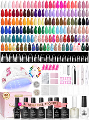 Beetles Emotional Spectrum Christmas Gel Nail Kit with U V Light Nail Tips 35 Colors HEMA-FREE Gel Polish Starter Kit with Base Top Coats Stickers Manicure Tools at Home Gifts for Women Girls