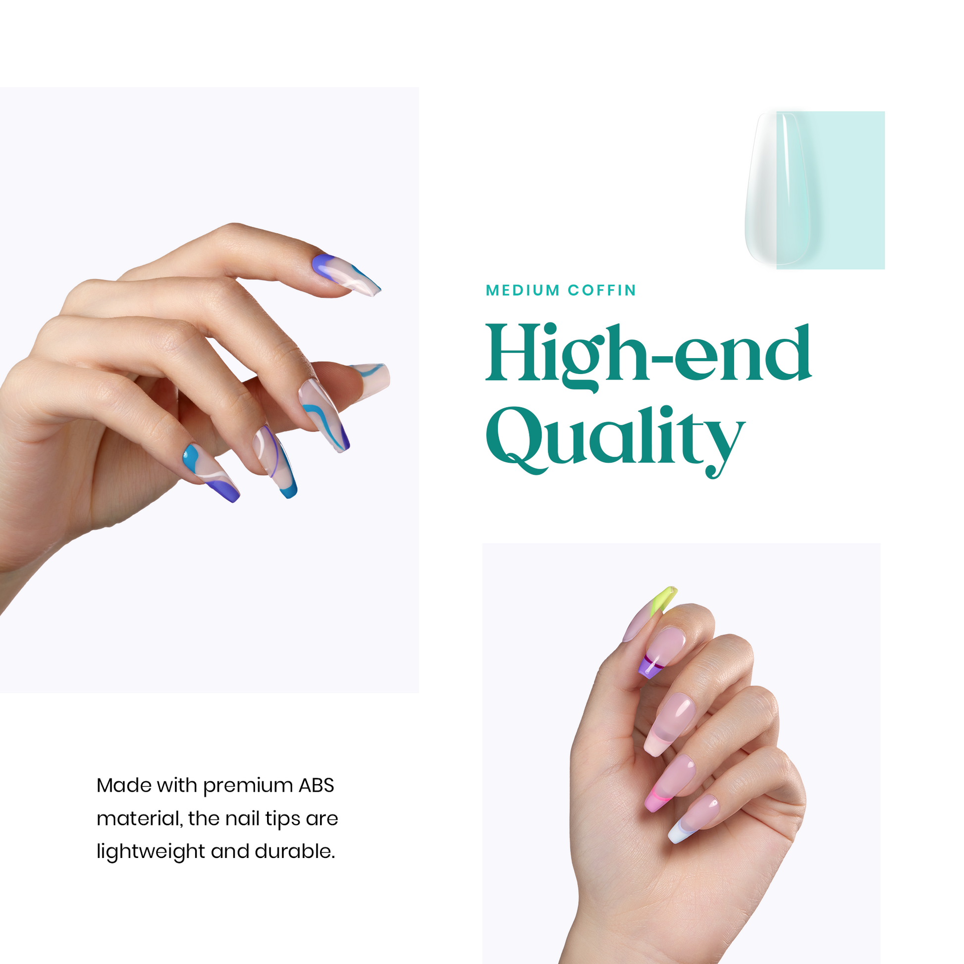 Beetles Easy Gel Tips Nail Extension Kit, 2 In 1 Nail Glue Gel Base Coat with Pre-shaped Medium Coffin Nails and U V LED Nail Lamp Acrylic Nail Clipper for Gel Art DIY Manicure Fast Nail Extension Kit