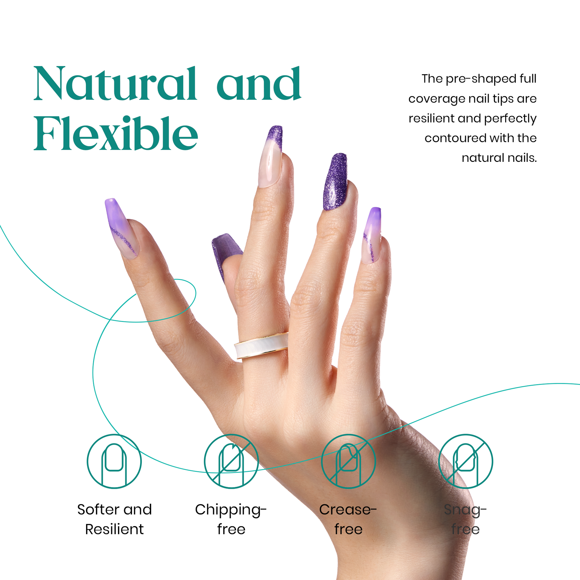 Beetles Easy Gel Tips Nail Extension Kit, 2 In 1 Nail Glue Gel Base Coat with Pre-shaped Medium Coffin Nails and U V LED Nail Lamp Acrylic Nail Clipper for Gel Art DIY Manicure Fast Nail Extension Kit
