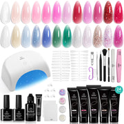 Beetles 24 Colors Poly Extension Gel Nail Kit With U V Lamp
