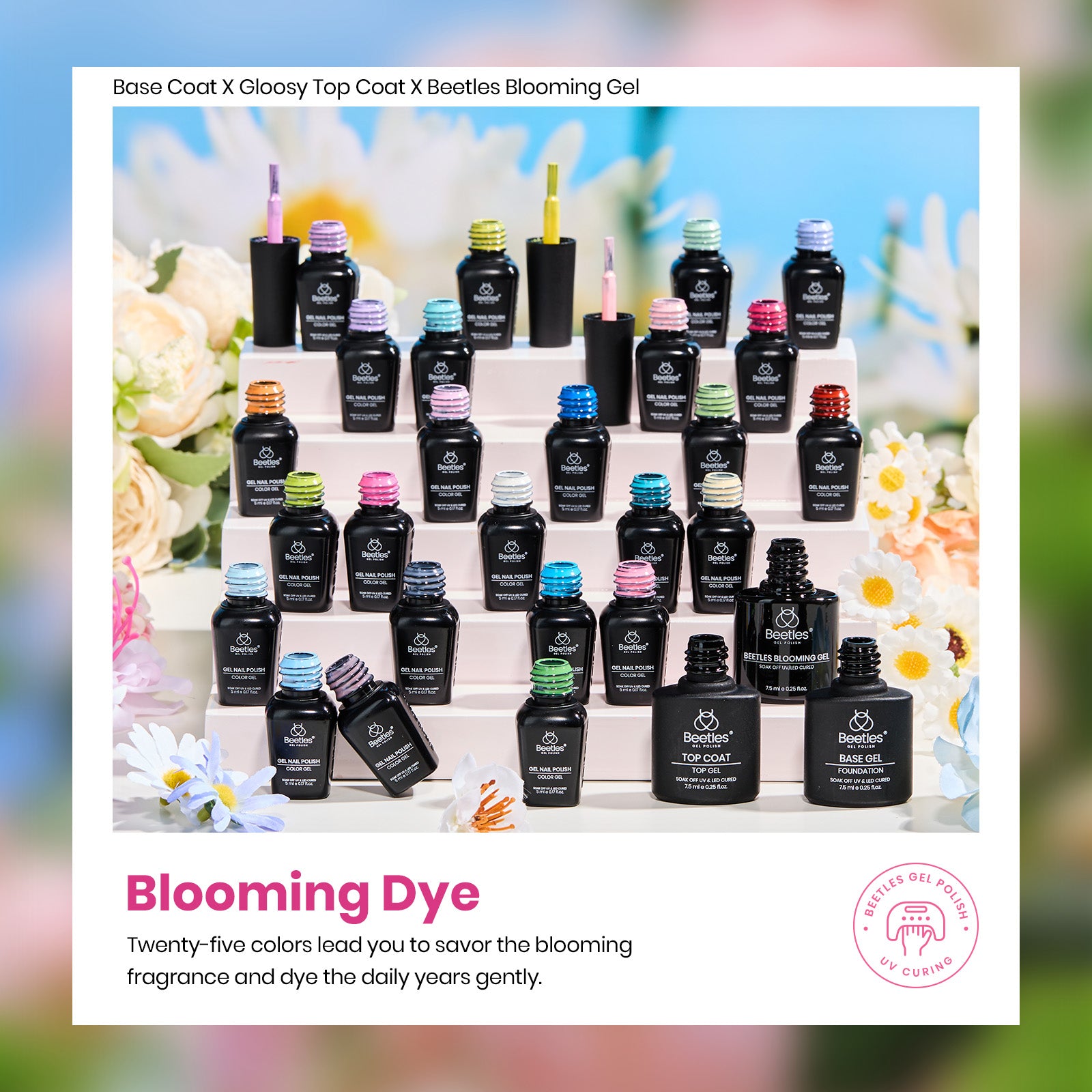 Blooming Dye - 25 Gel Colors Set With Blooming Gel Summer Neon Rainbow Nails