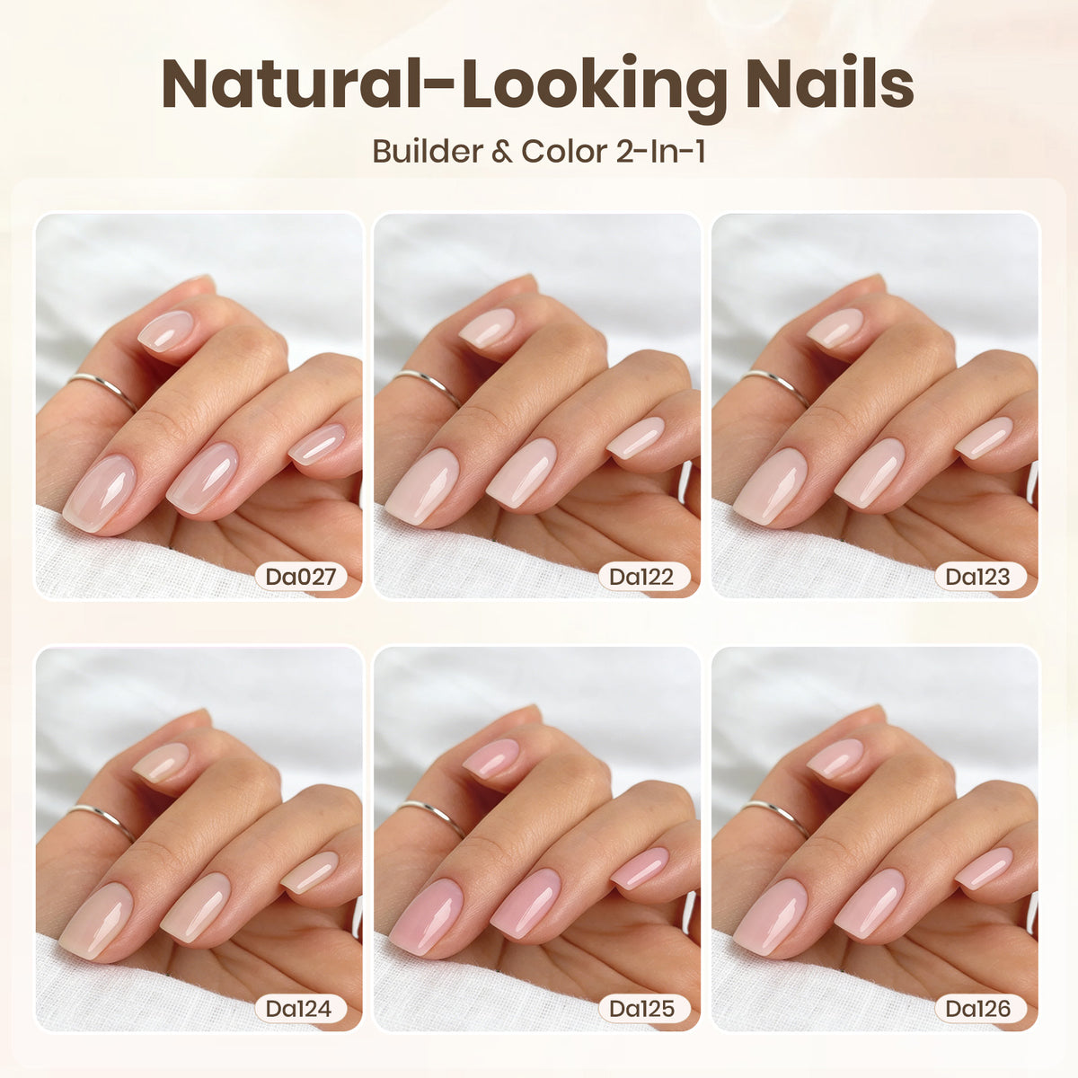 Beetles Builder Gel Nude & Pink, TPO & HEMA-FREE 6 Colors & Nail Brush 8 in 1 for Building Strengthening & Extension, Beginner Friendly DIY Salon at Home, UV LED Nail Lamp Needed, Nude Reverie