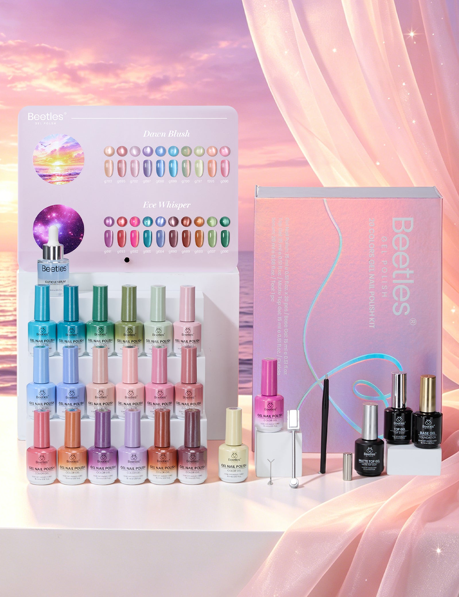 Beetles Sky Symphony Cat Eye 20 Colors Gel Nail Polish Kit 15ml Each