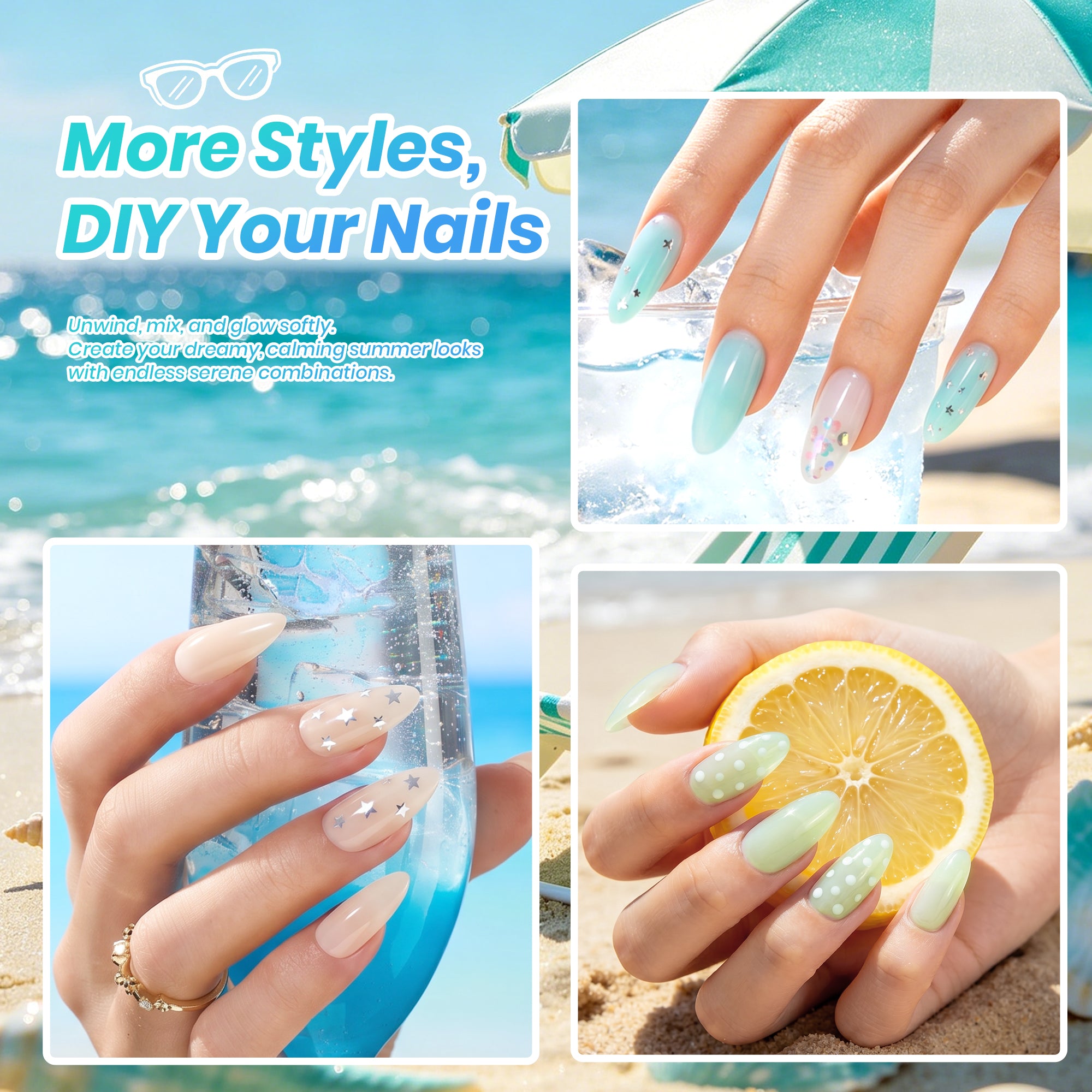Beetles Summer Voyage - Seasalt Holiday Gel Summer Nails 6 Colors Gel Polish Set 9ml