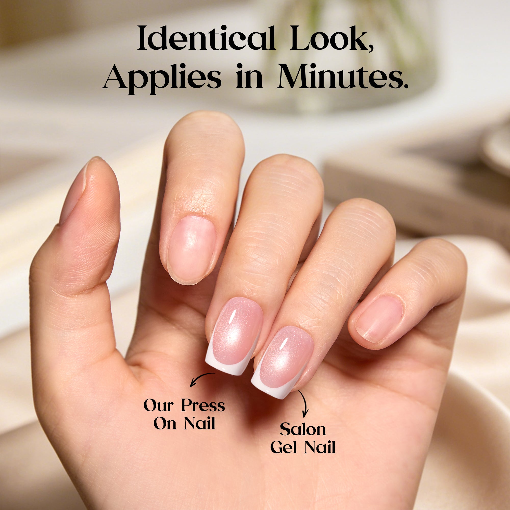 Beetles Stay Shining Glassy Amber French Press On Nails Short Squoval 32Pcs