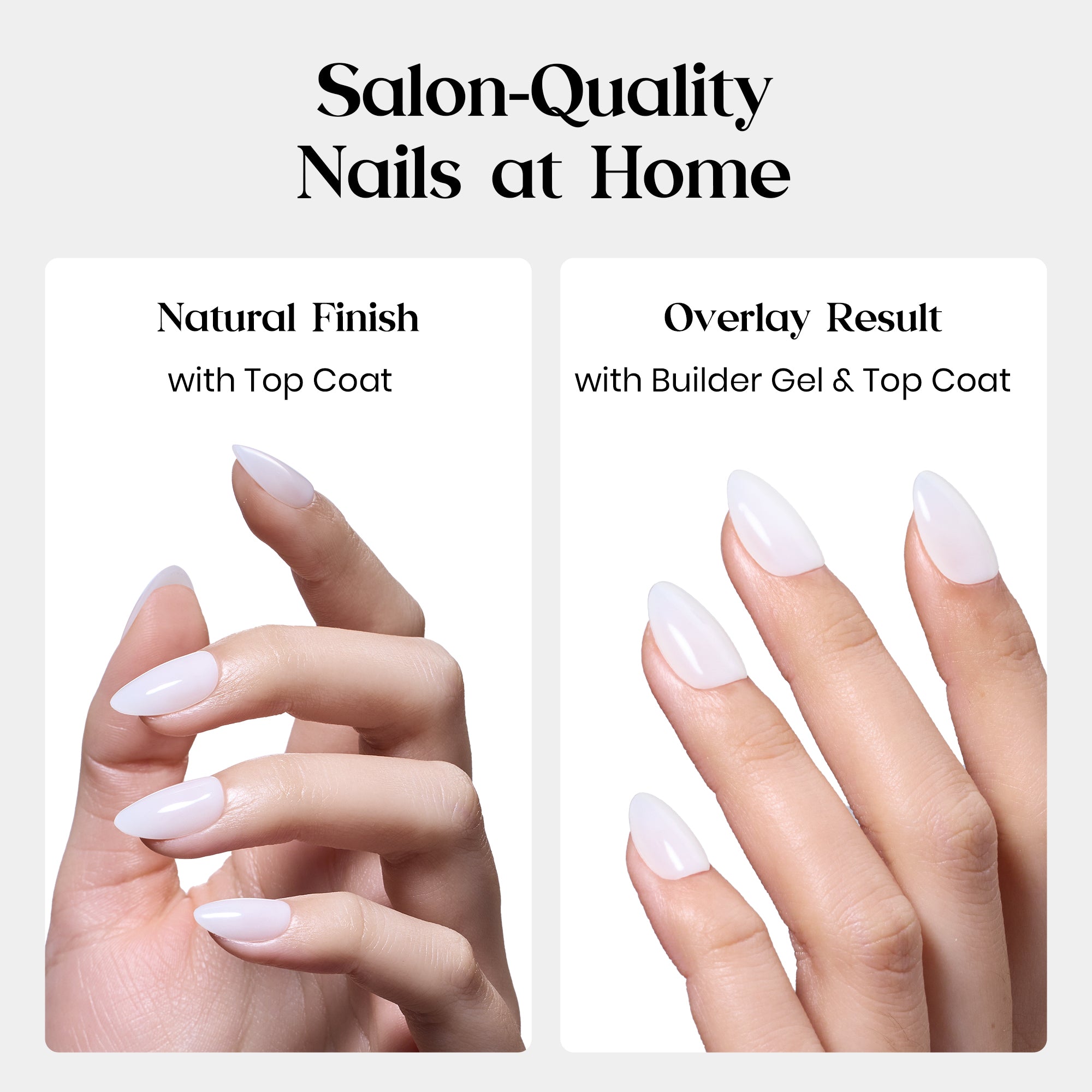 Beetles Natural Milky Nail Tips - Milky White Short Almond 16 sizes*5