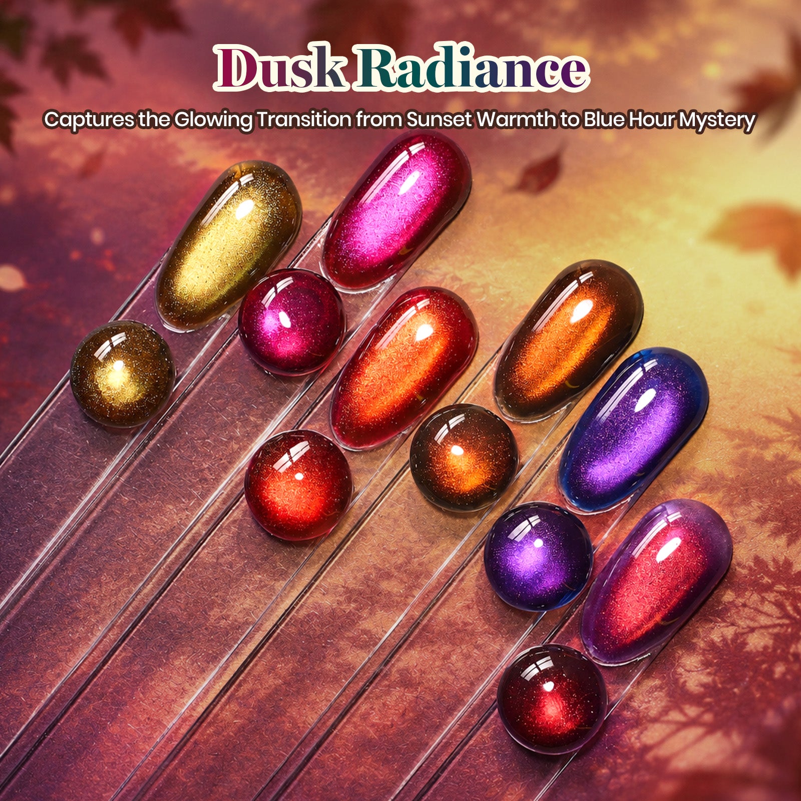 Beetles Dusk Radiance 6 Colors Iridescent Cat Eye Gel Polish 7.5ml Set Halloween Nails