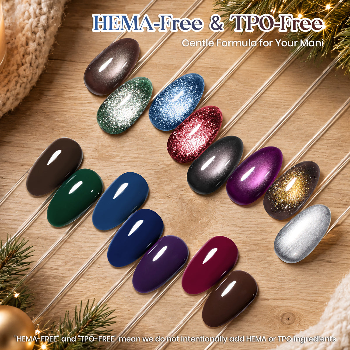 Beetles Courchevel Holiday Fall & Winter Nails 15 Colors Gel Nail Polish Set with Cat Eye Colors Halloween Nails