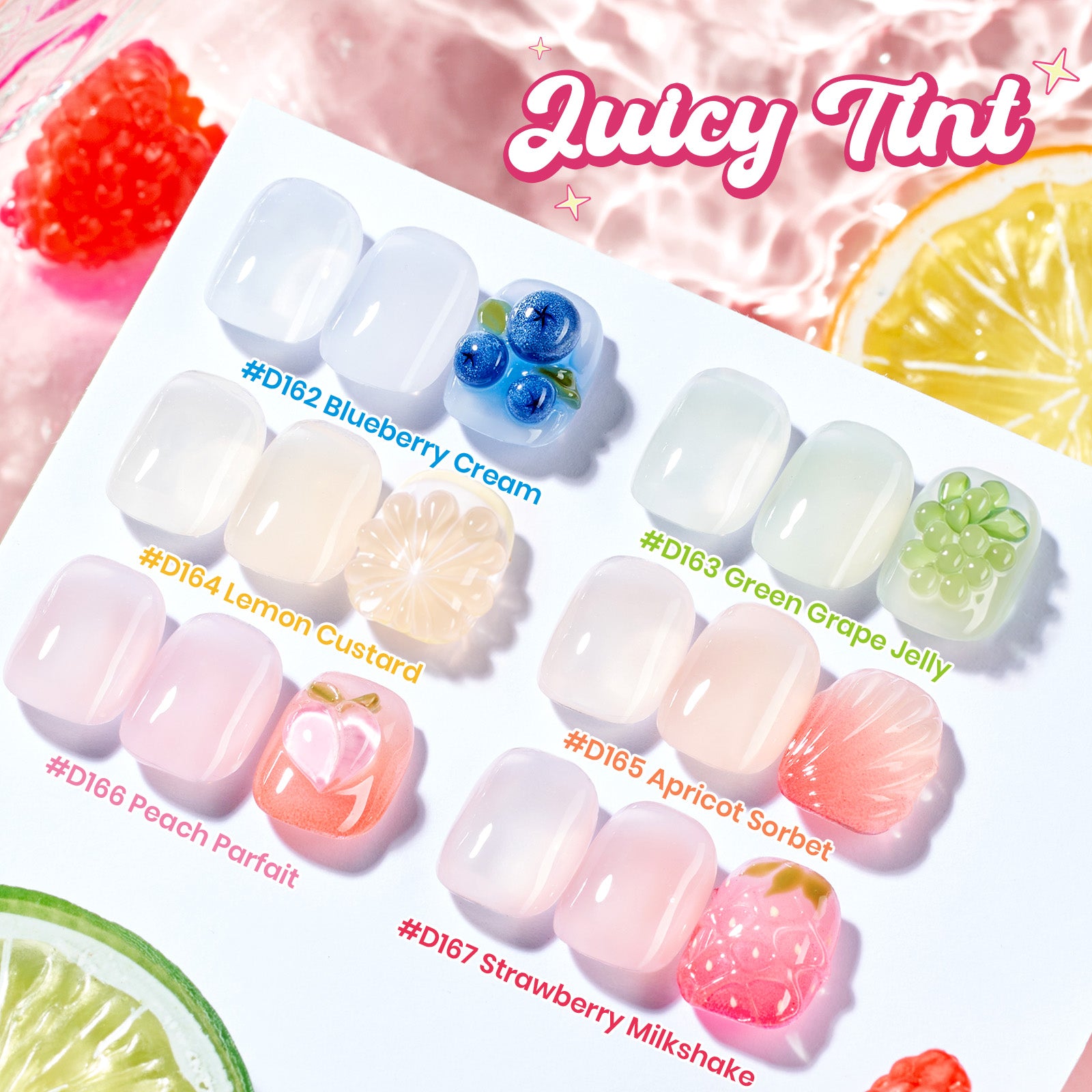 Beetles Builder Gel Nail Kit,Juicy Tint 6 Colors Jelly Pink Nude