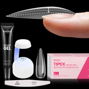 Beetles Tipex Instant Apex Nail Tips Kit, Long Stiletto 224Pcs 16 Sizes Pre-Building & Pre-Etched Gel Nail Tips Thicker Acrylic Nails False Nail Extension with Uv Nail Glue Nail Lamp for Flat Nails