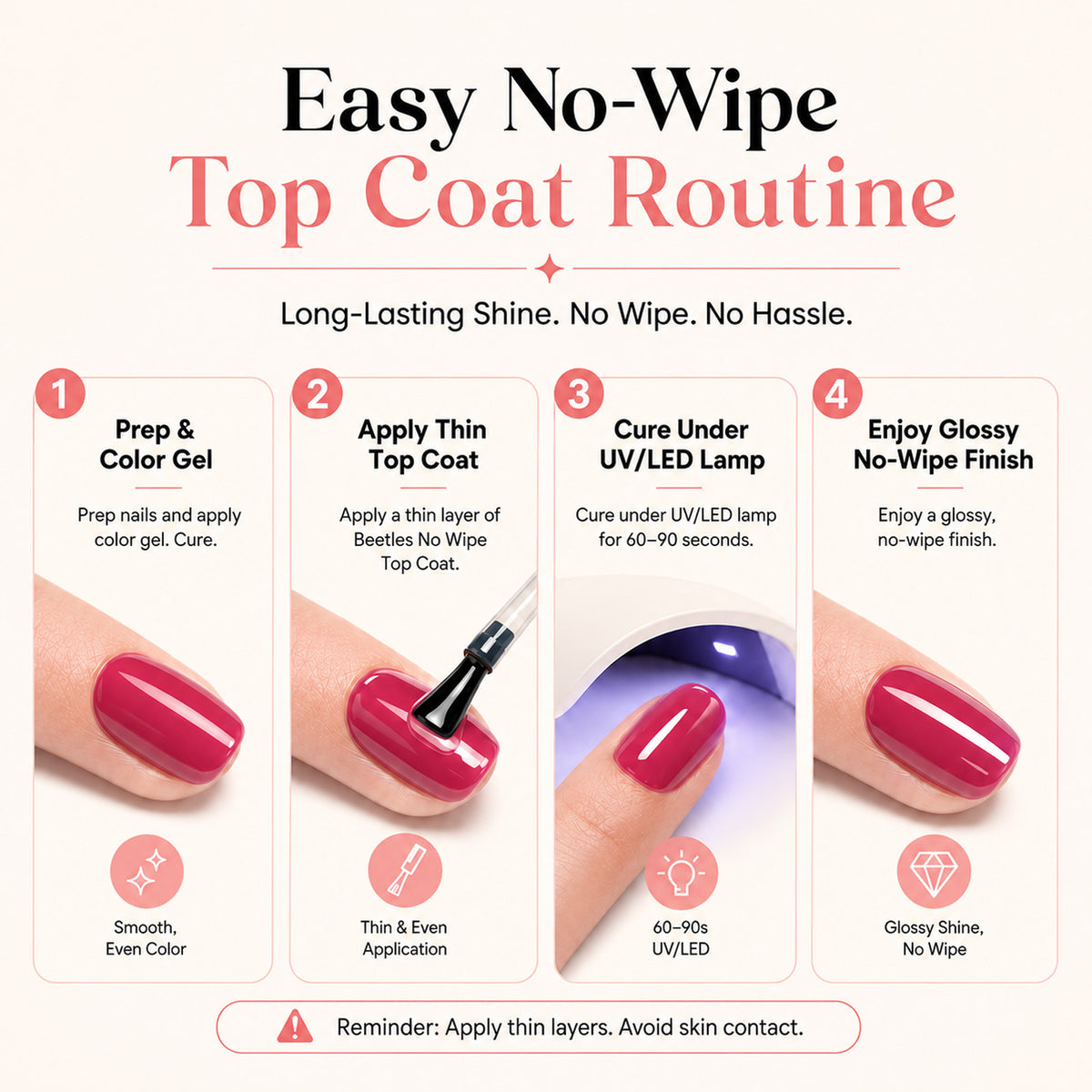 Beetles Top Coat No Wipe Clear Shine Finished  | 15ML