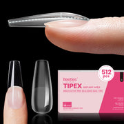 Beetles Pro Tipex Instant Apex Nail Tips, Long Coffin 512pcs, Thicker Strong Acrylic Tips for DIY Salon-look Extensions