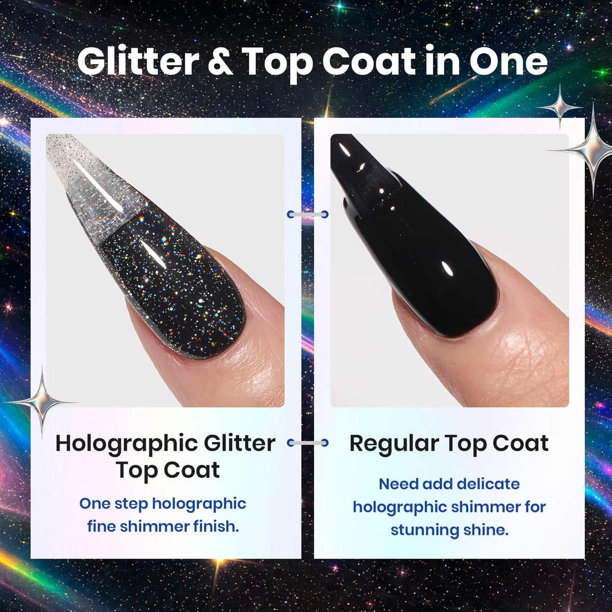 Beetles Glitter Gel Top Coat 15ml No Wipe Top Coat Gel Polish HEMA Free TPO Free