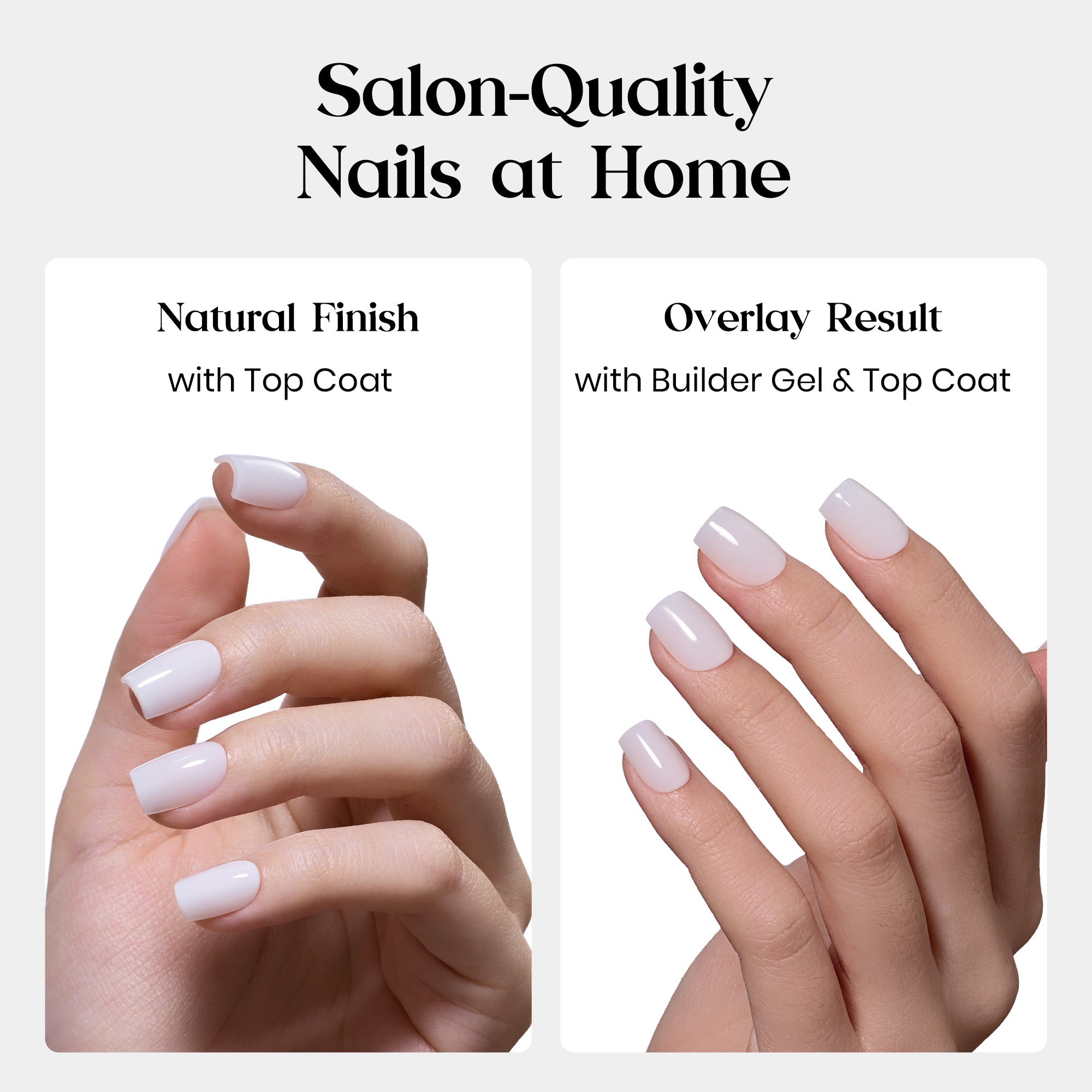 Beetles Natural Milky Nail Tips - Milky White Short Square 15 sizes*5