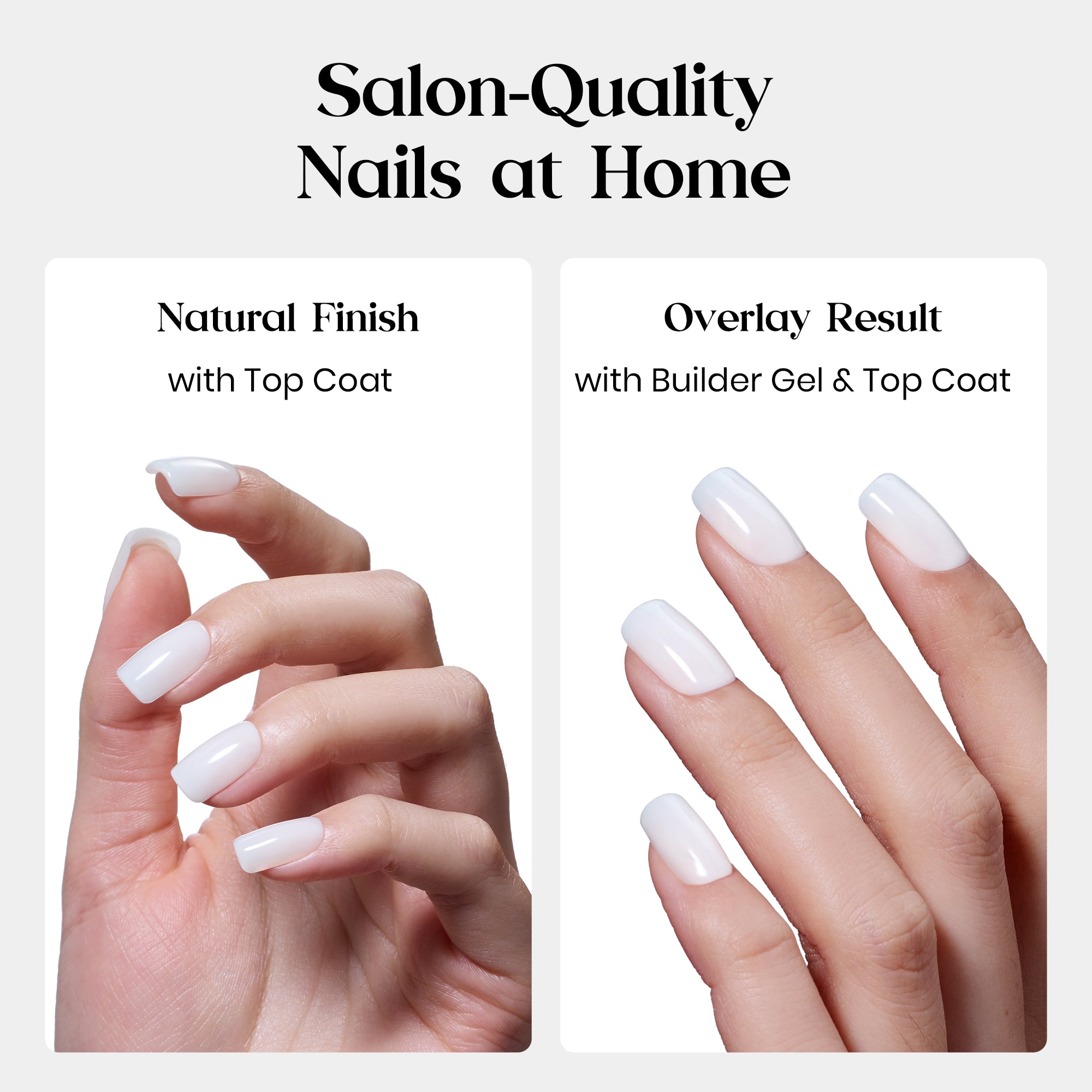 Beetles Natural Milky Nail Tips - Milky White Short Squoval 16 sizes*5