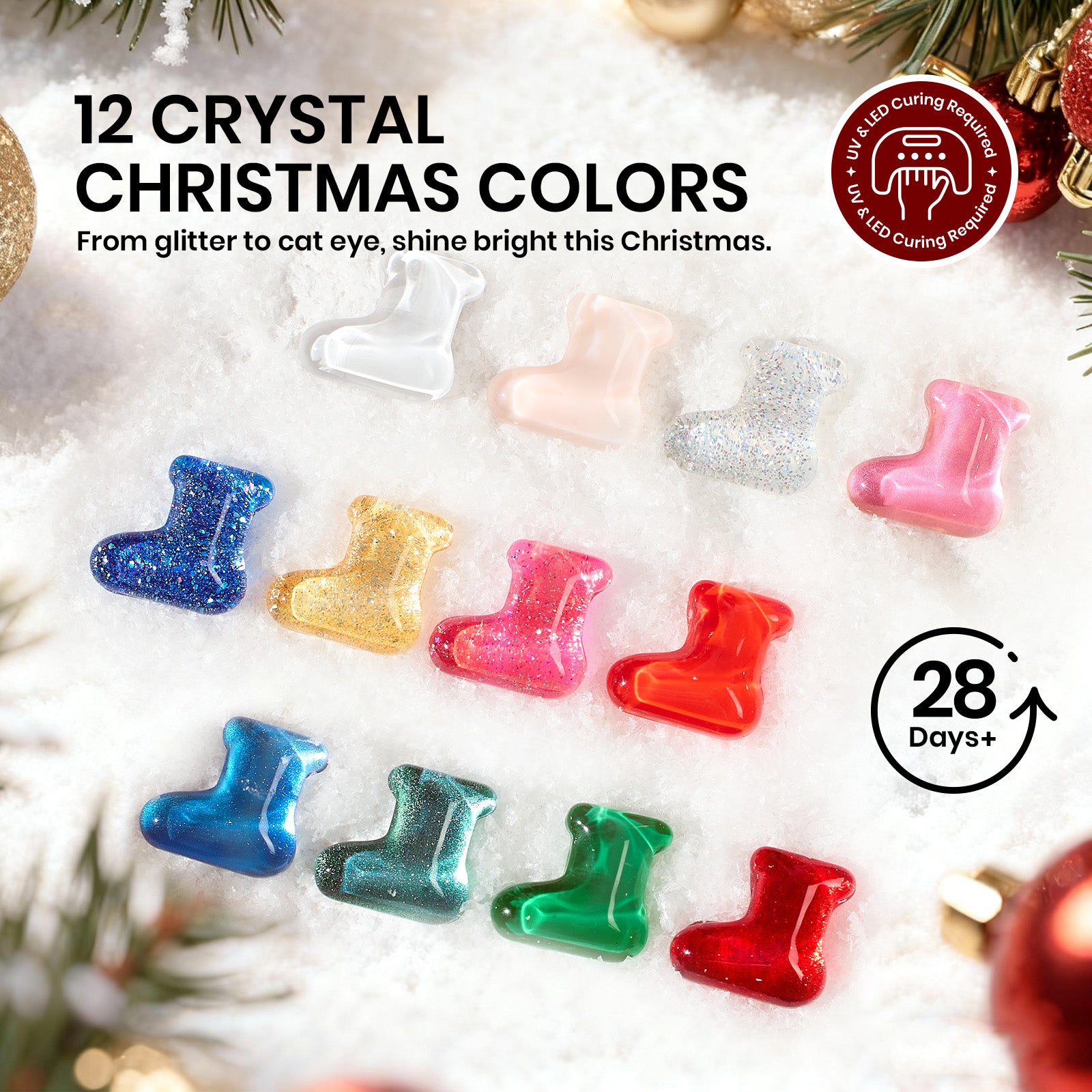 Beetles 67Pcs Gel Nail Kit Crystal Christmas Gifts for Women Teen Girls - 12 Colors Cat Eye Red Glitter Gel Polish Kit with U V Light & Nails Stand Acrylic Holder Display Nails Stuff Manicure Set
