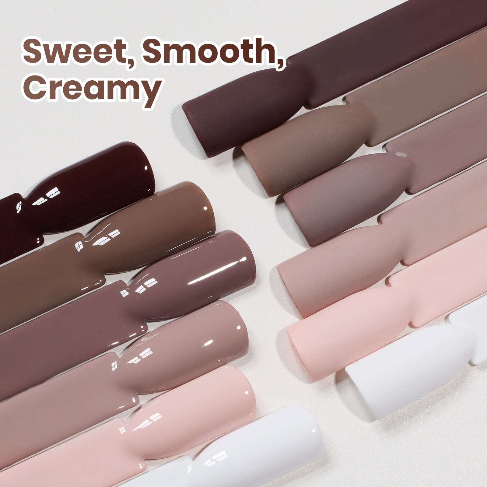 Beetles Caramel Cappuccino Neutral Brown HEMA-FREE & TPO-FREE 6 Colors Gel Polish Set