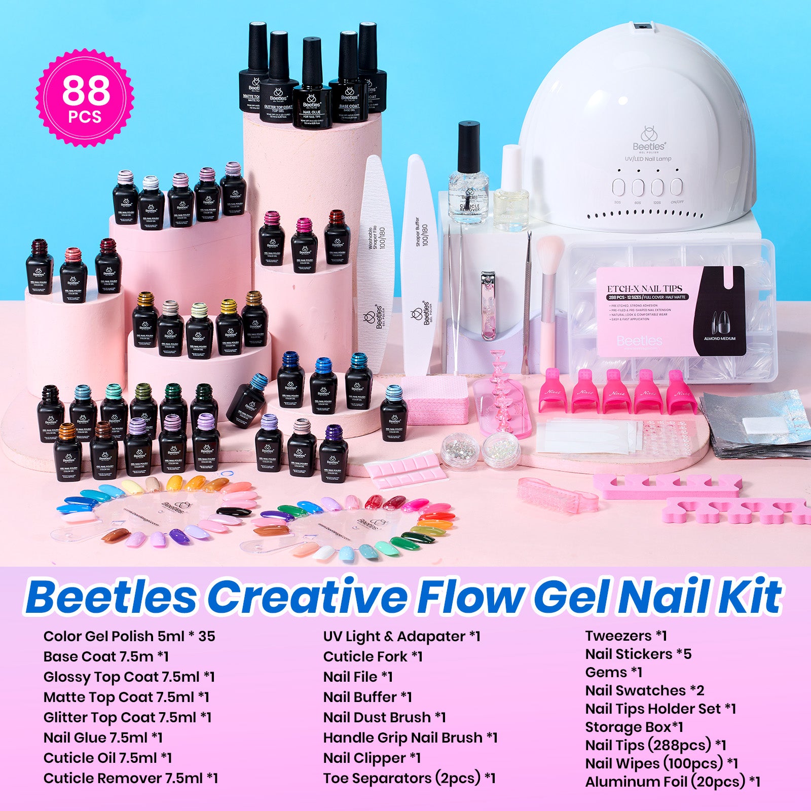 Beetles Gel Nail Starter Kit Creative Flow 35 Colors HEMA Free