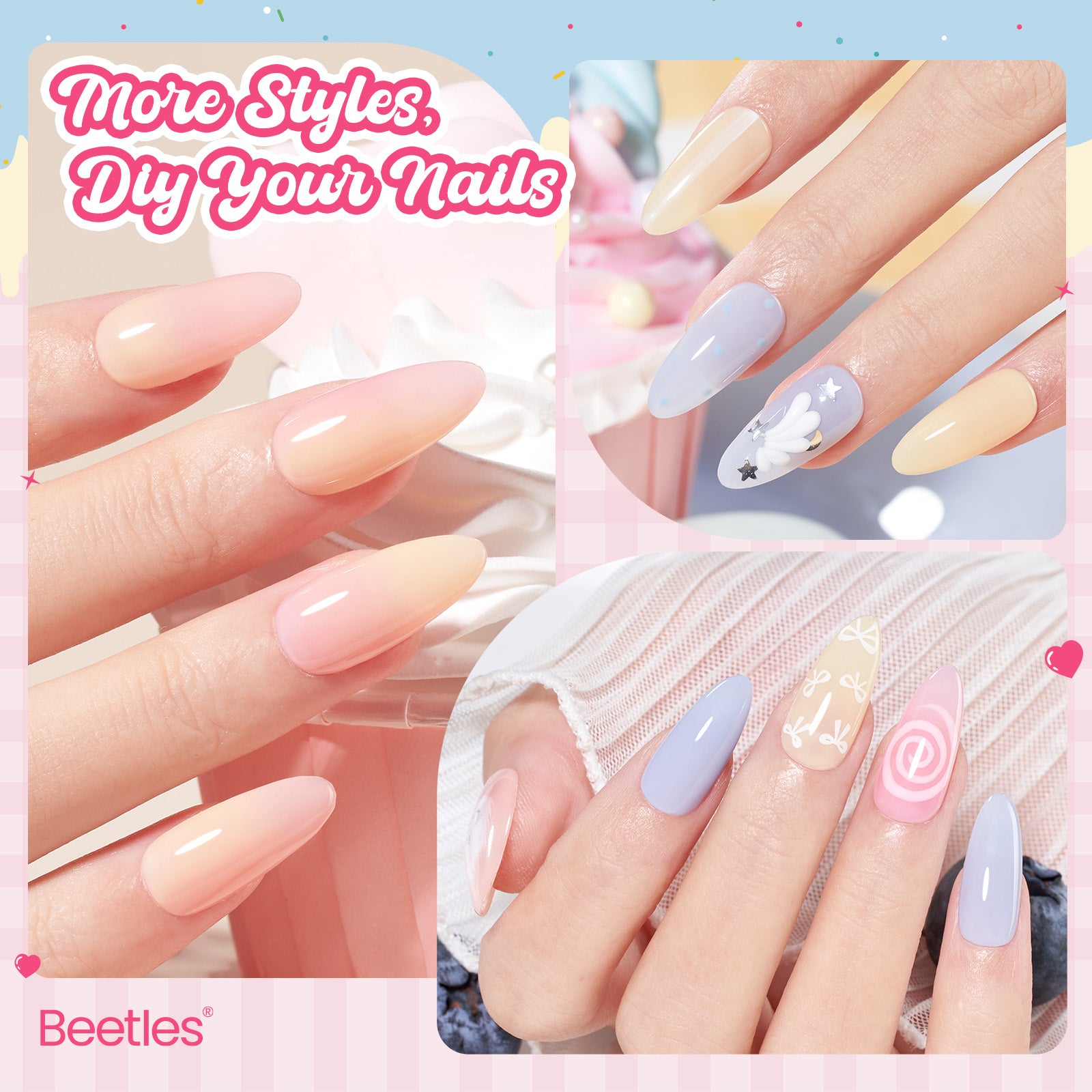 Pastel Fruity Milk Jelly Gel Whip 6 Colors Summer Nails Macaron Shimmer Glitter Gel Polish
