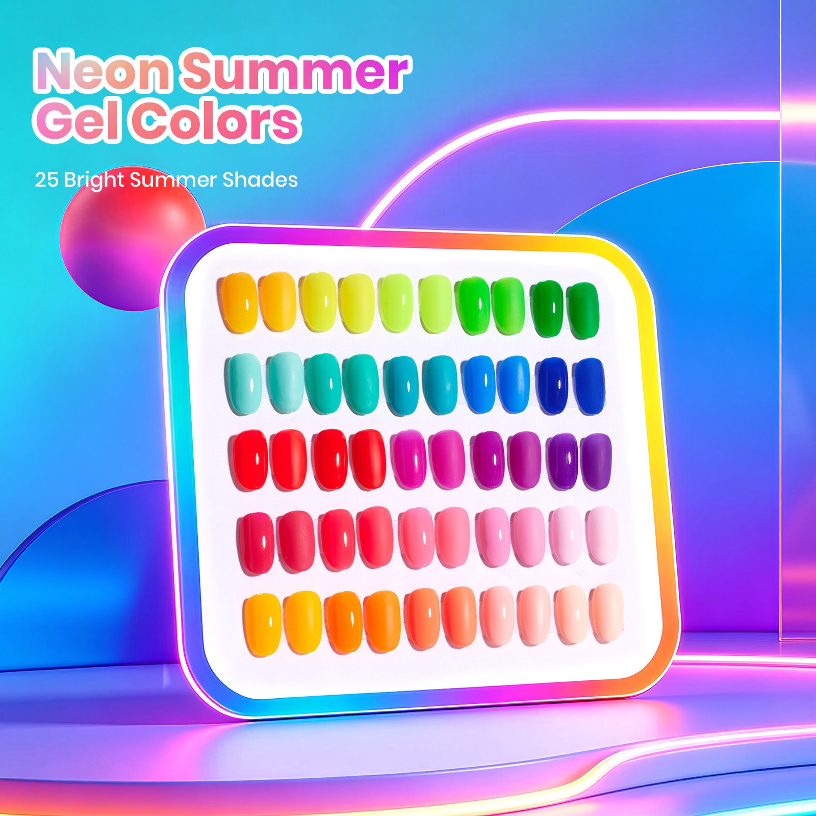 Neon Summer Gel - 25 Gel Colors Set Summer Rainbow Nails