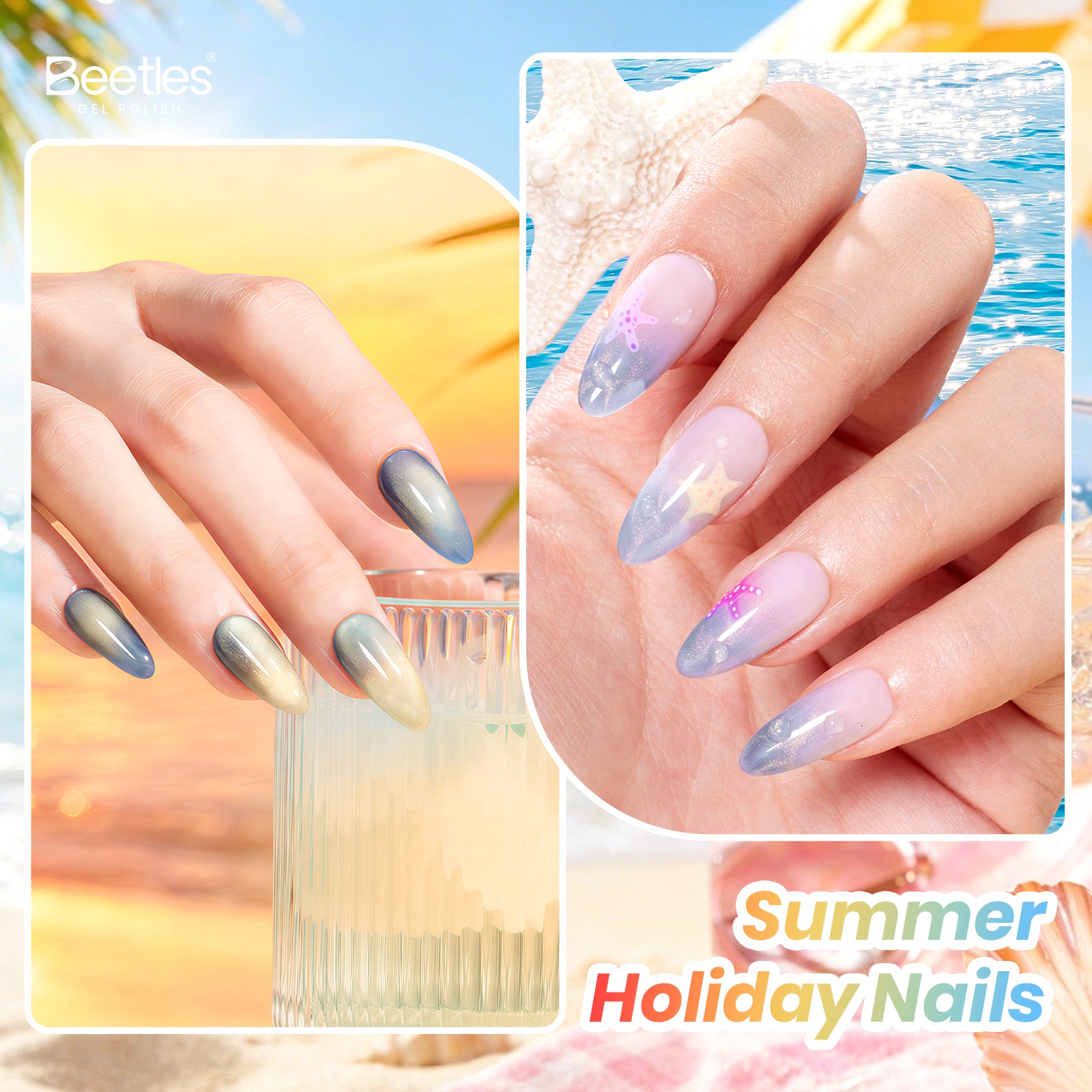 Beetles Summer Voyage - Saltmist Sunset Cat Eye Gel Neon Summer Nails 6 Colors Gel Polish Set 9ml