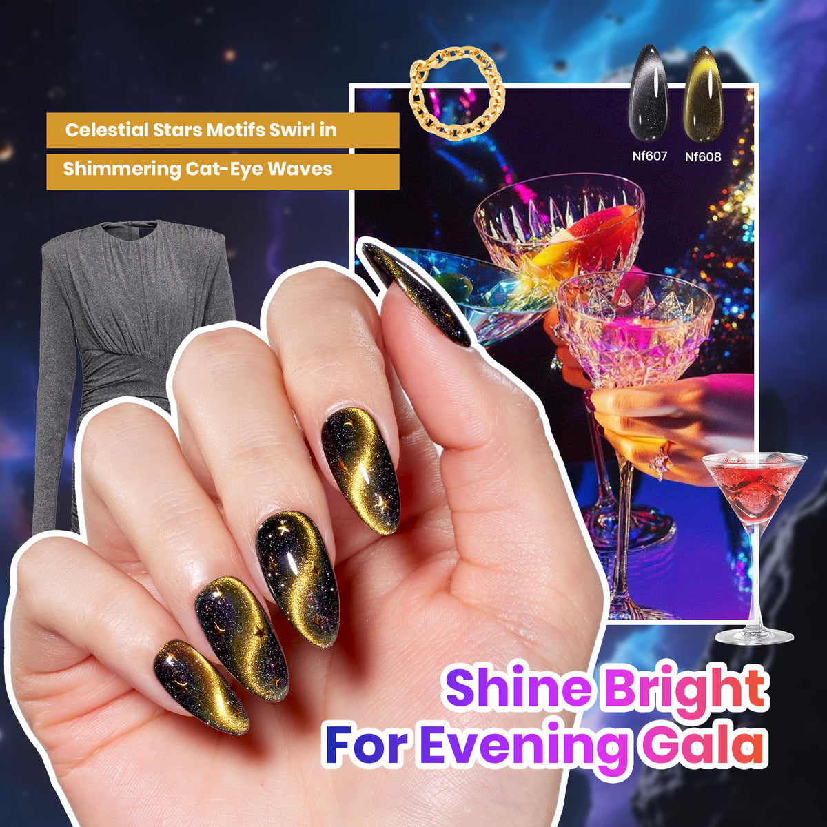 Beetles Stellar Drift Halloween Nails 20 Colors Cat Eye Gel Nail Polish Set Hema Free & TPO Free