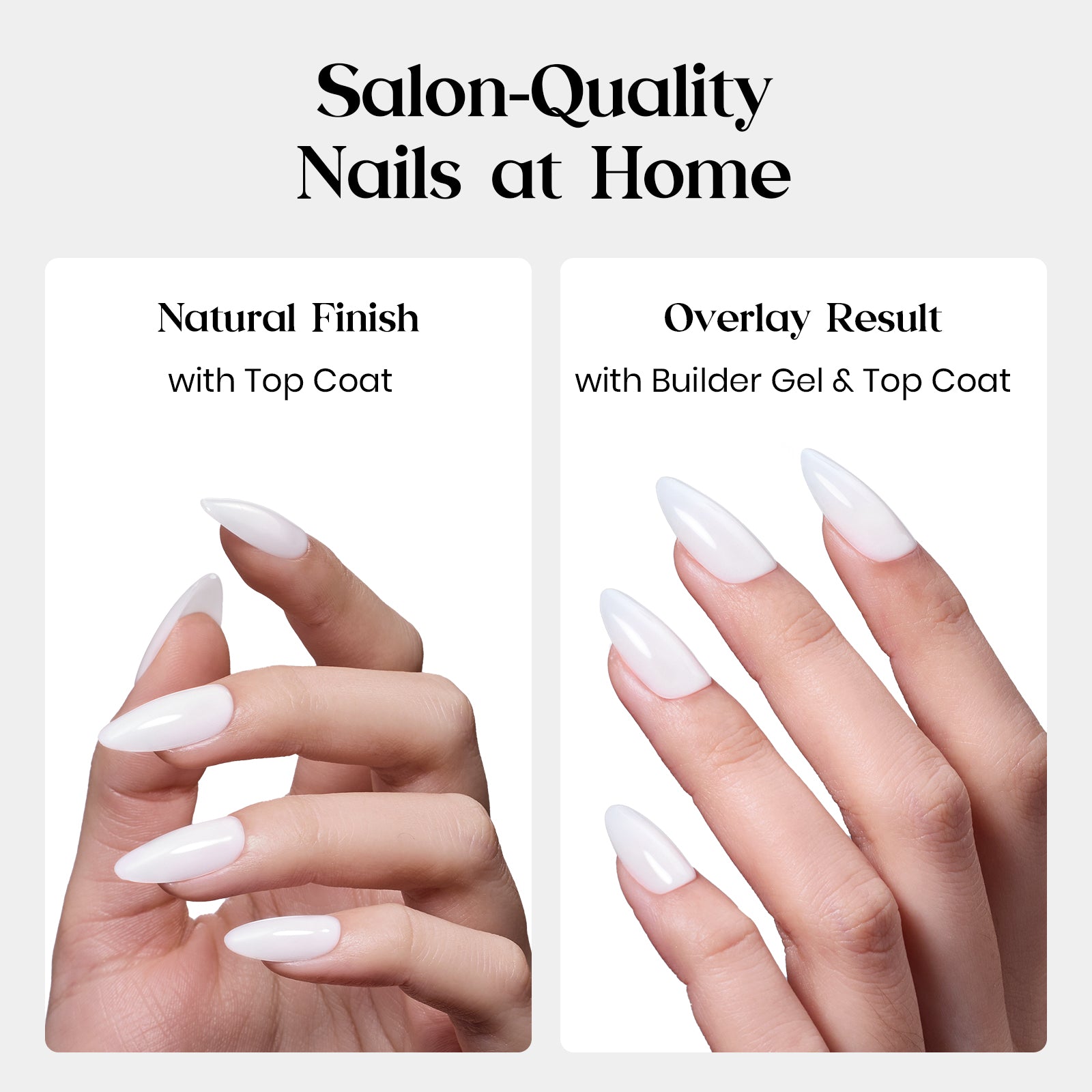 Beetles Natural Milky Nail Tips - Milky White Medium Almond 16 sizes*5