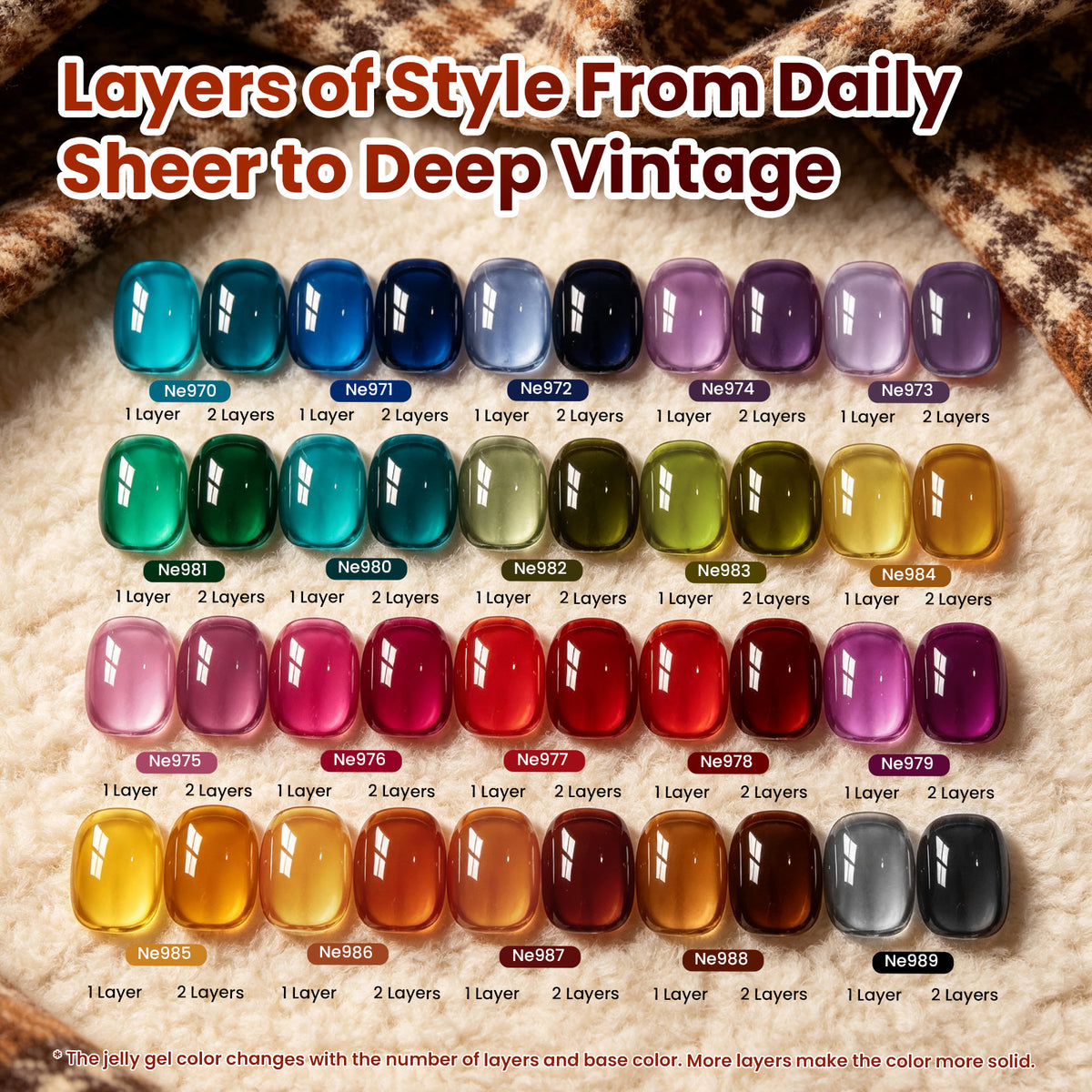 Beetles Leisure Fall 20 Colors Jelly Gel Polish Set 7.5ml HEMA-Free TPO-Free Fall Winter Nails
