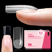 Beetles Pro Tipex Instant Apex Nail Tips, Medium Square 512pcs, Thicker Strong Acrylic Tips for DIY Salon-look Extensions