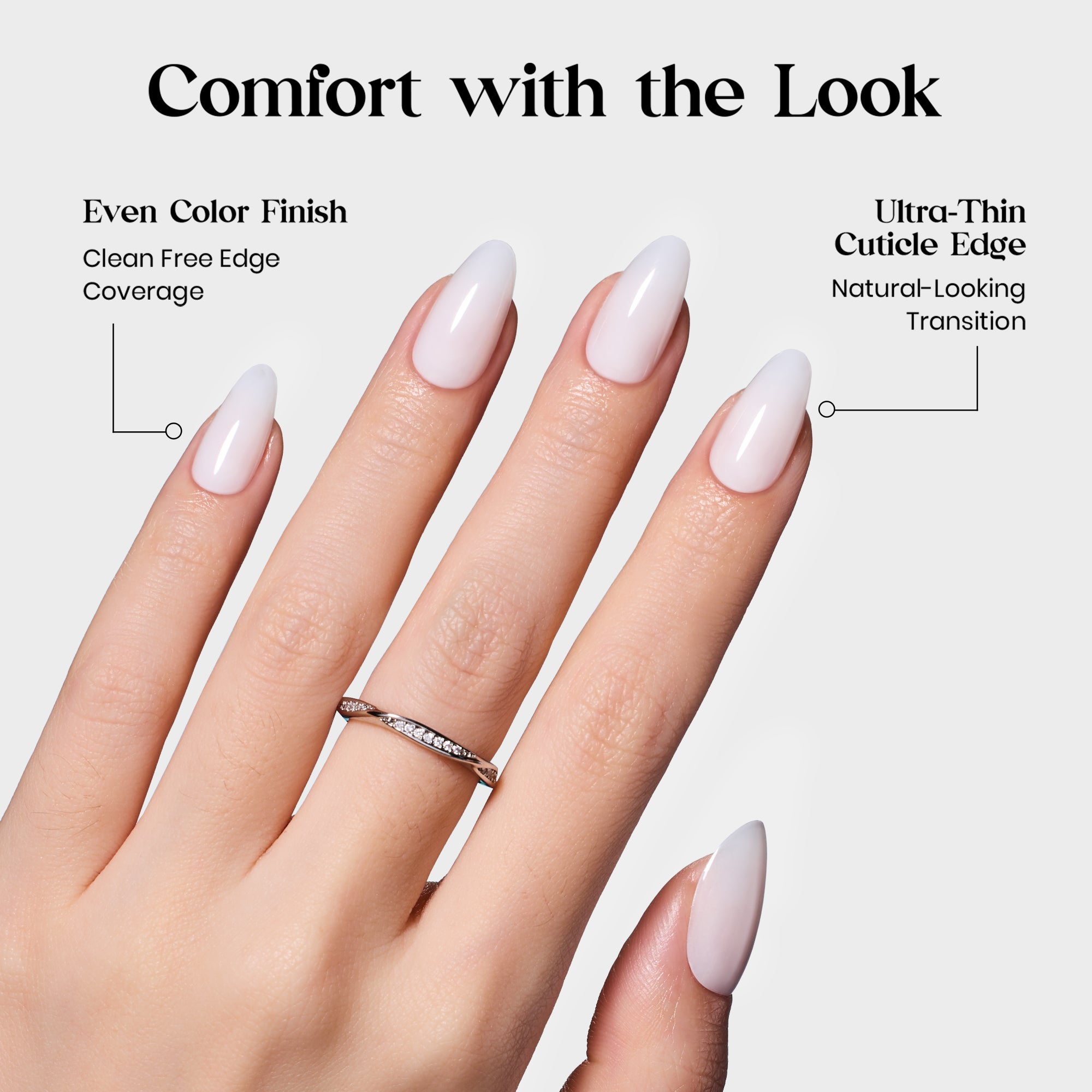 Beetles Stay Shining Milky White Press On Nails Short Oval