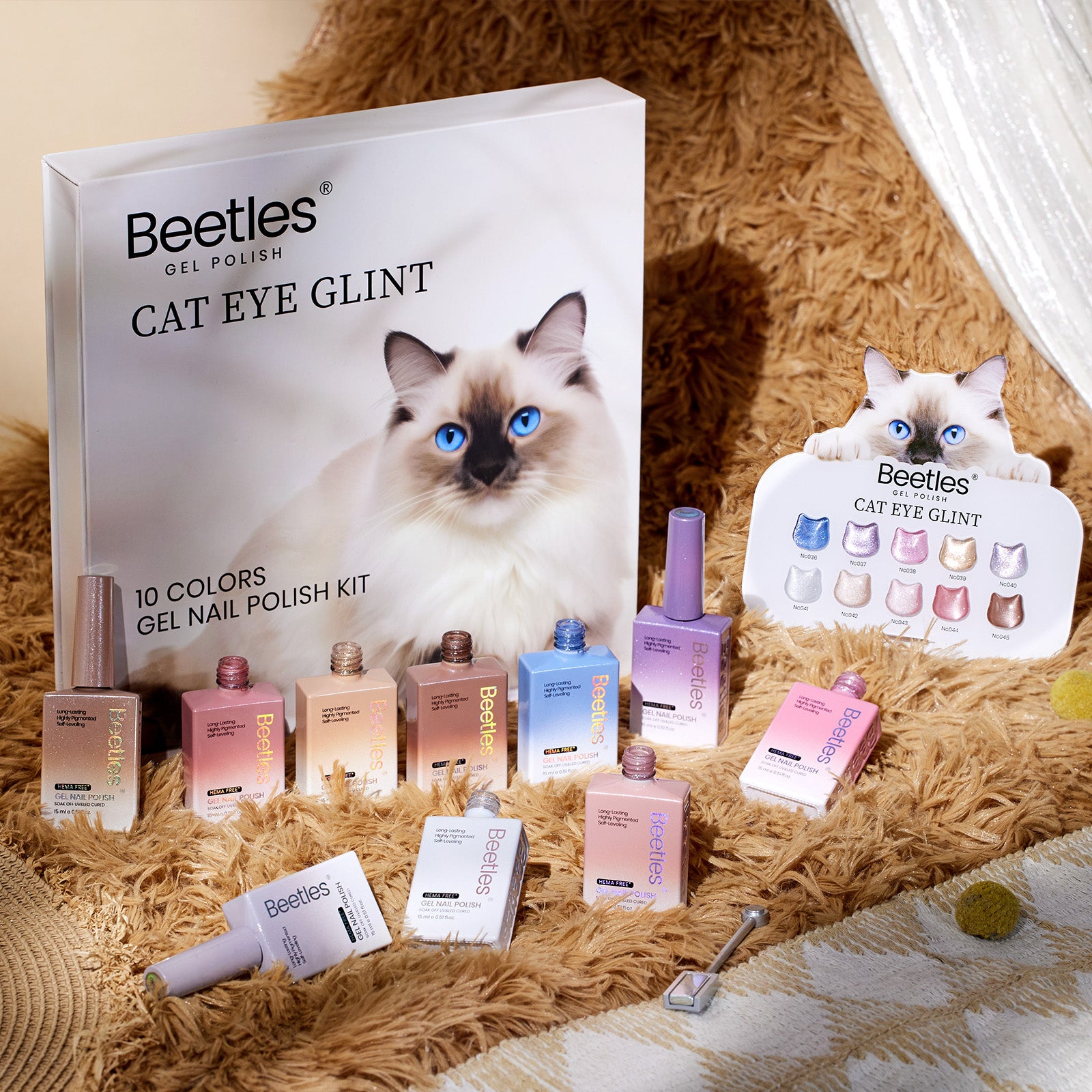 Beetles Cat Eye Glint Gel Nail Polish BOX - 15ML 10 Colors Magnetic Gel Polish Kit