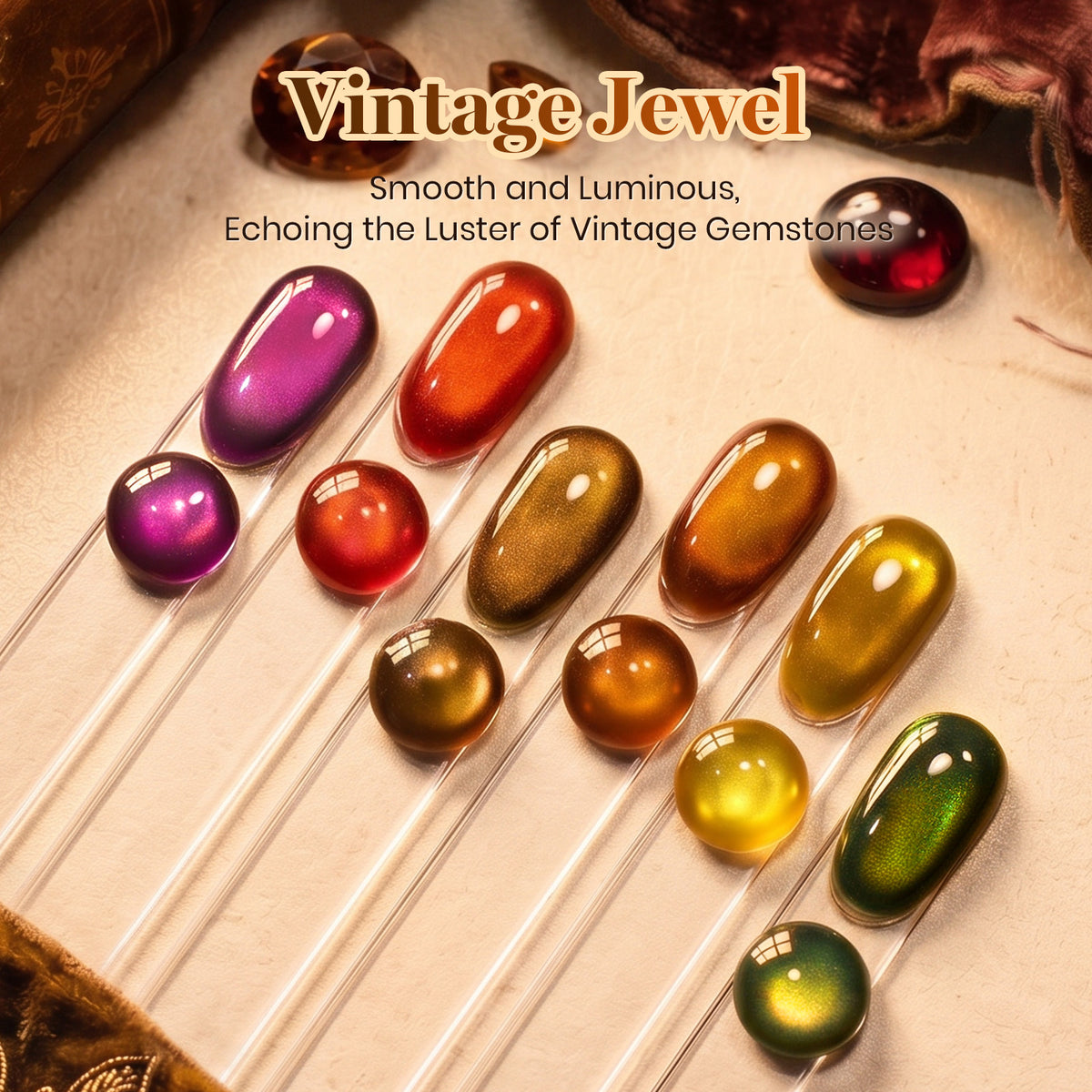 Beetles Vintage Jewel Halloween 6 Colors Cat Eye Gel Polish Set Fall Nails
