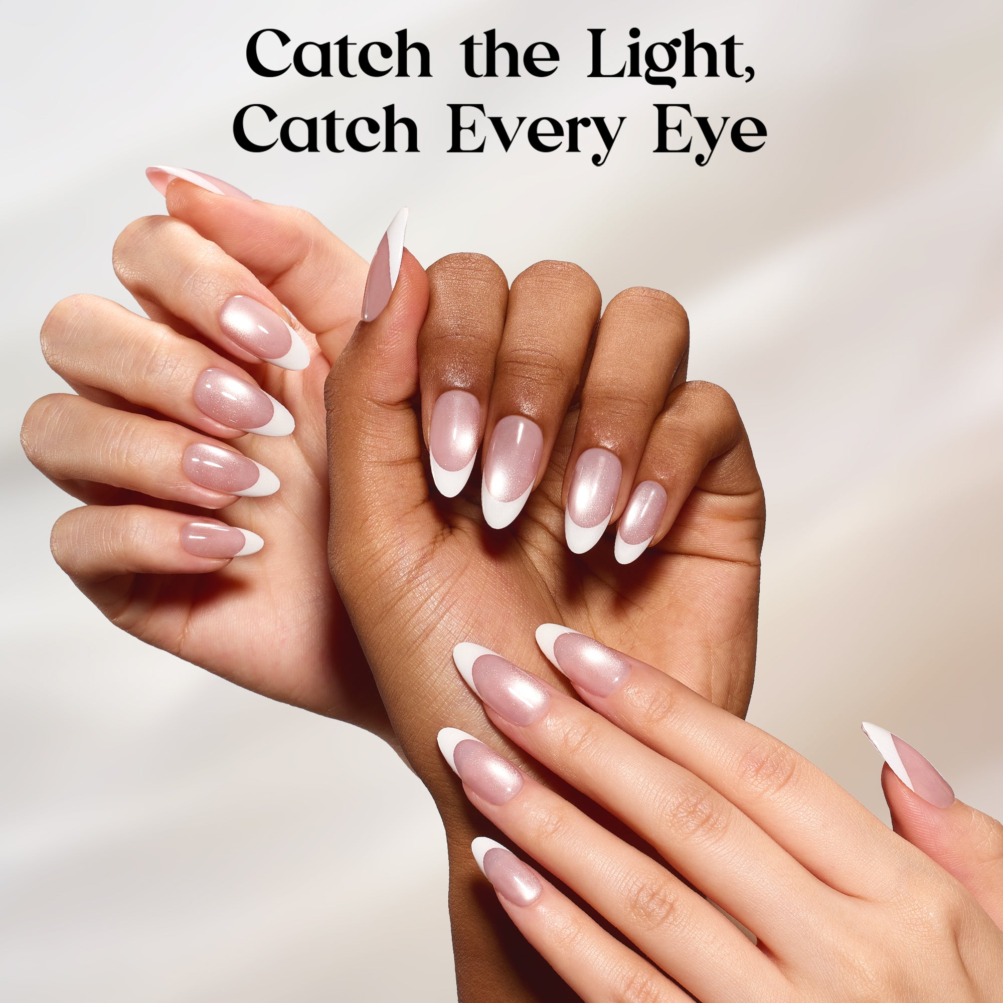 Beetles Stay Shining Glassy Blush French Press On Nails Medium Almond 160 PCS