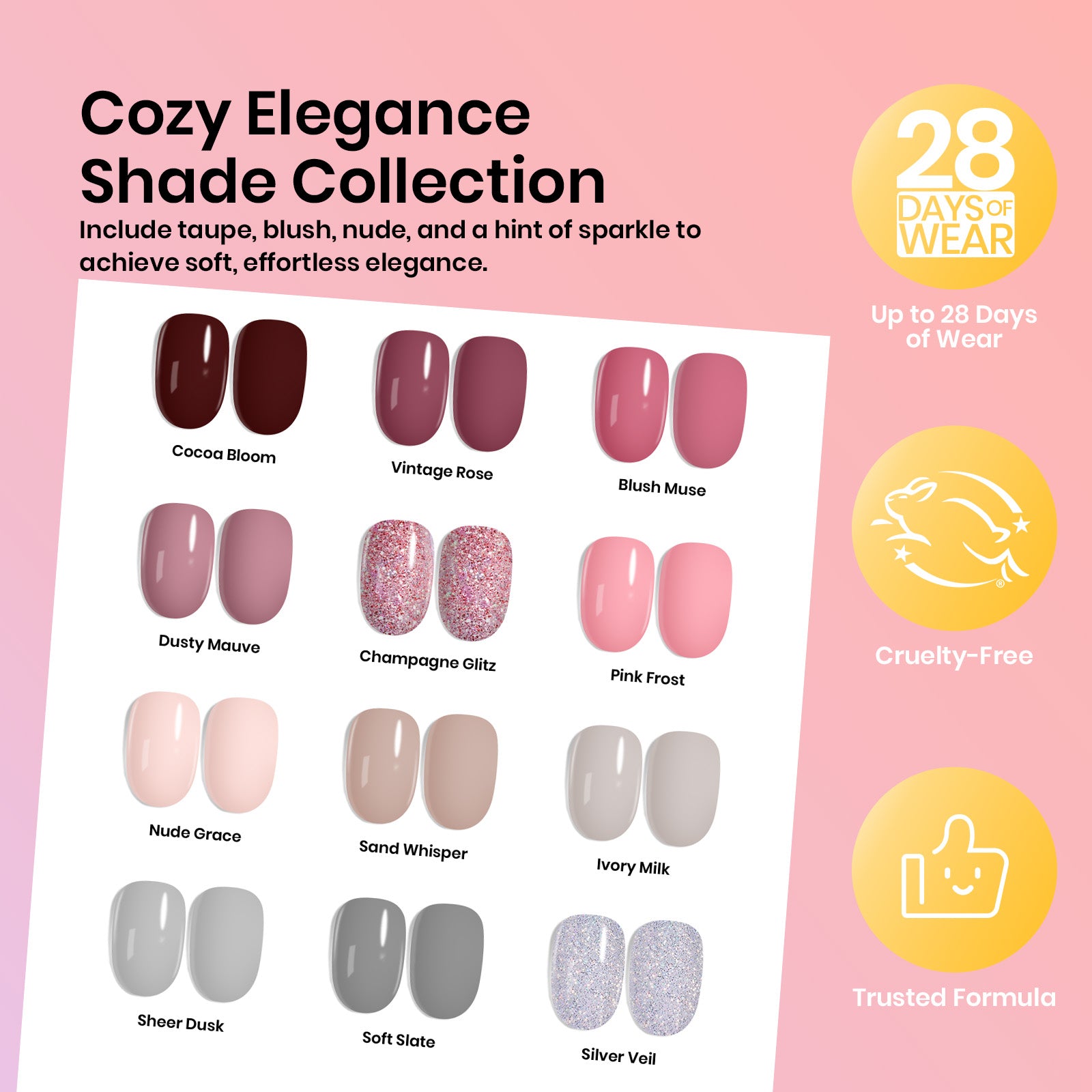 Beetles Gel Polish Mini Mani Studio Kit - 12 Shades of Cozy Elegance, 7.5ml of Warm Solace