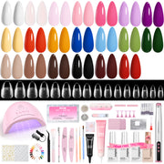 Beetles 59PCS Gel Nail Polish Kit with U V Light Nail Drill Nail Tips 20 Colors Vivid Muse Jelly Gel Nail Polish Starter Kit