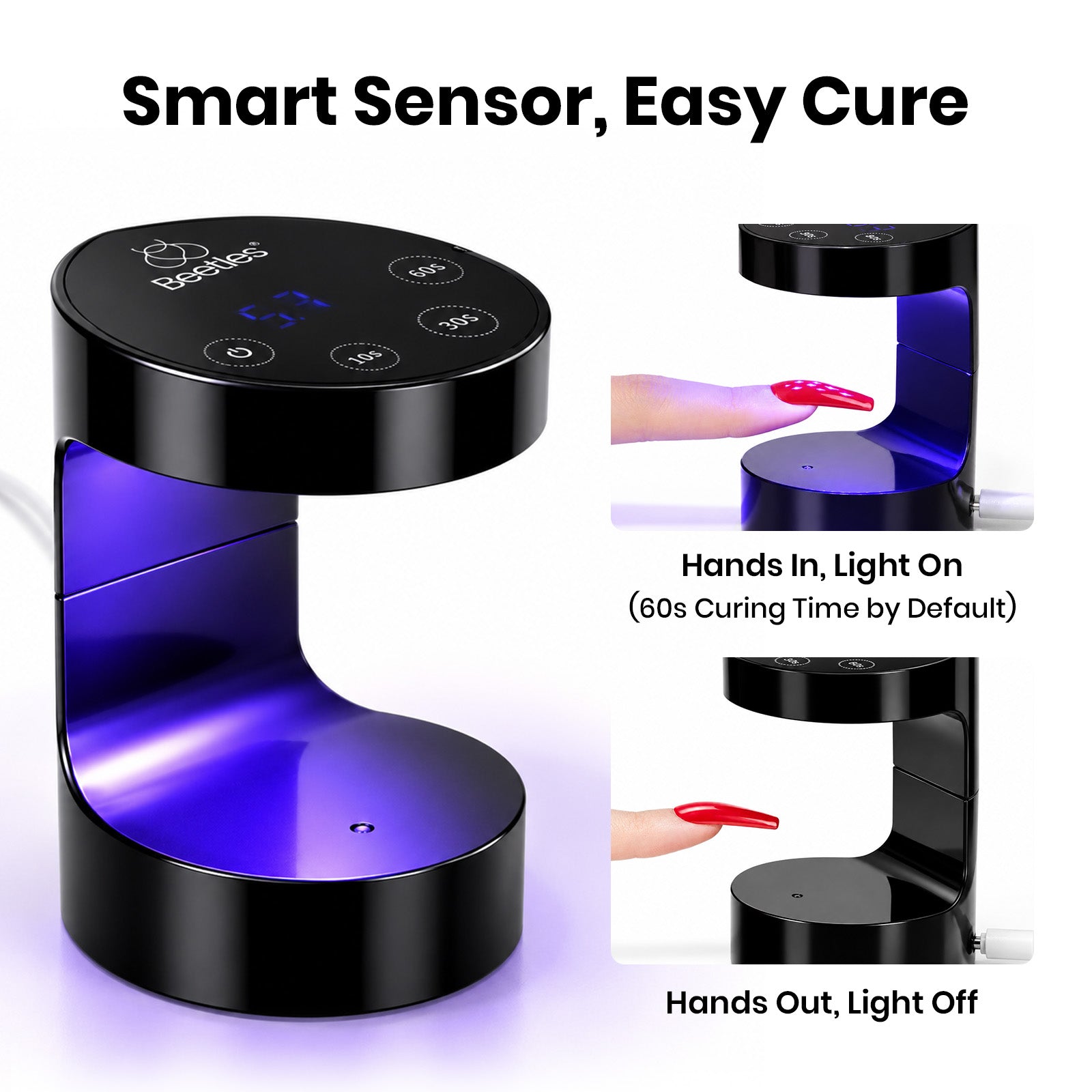 Beetles Mini UV LED Nail Lamp - Flash Curing Gel Nail Light with Smart Sensor